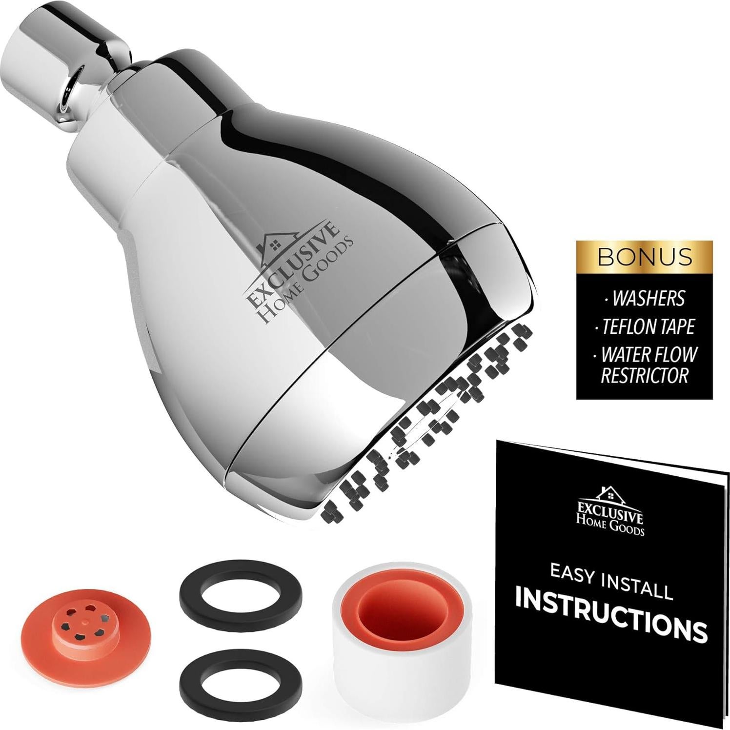 Cabezal de Ducha Alta Presión Heatsistence Cromo 9.5 LPM