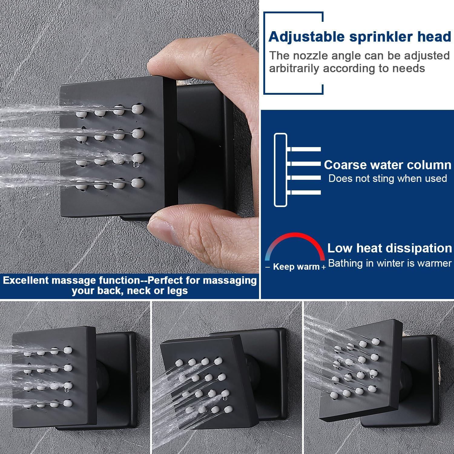 Sistema de Ducha Termostática NPYSVSS Negro Doble Cabezal 16" y 6"