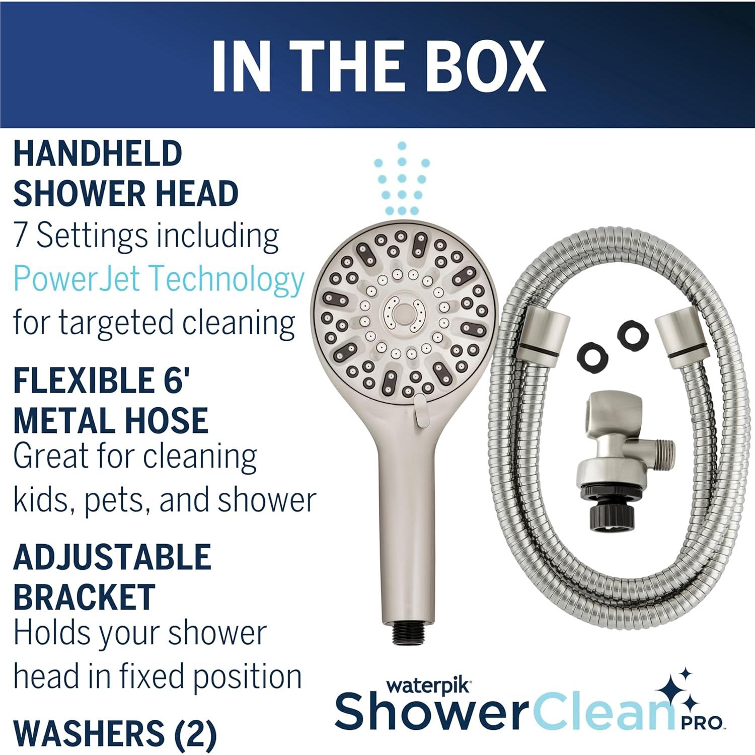 Cabezal de Ducha Waterpik ShowerClean Pro Mano 1.83m Alta Presión