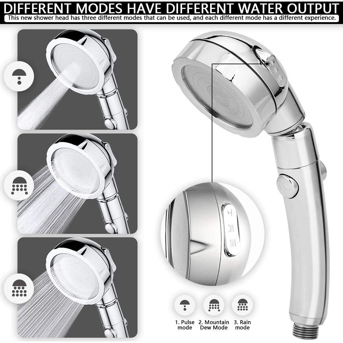 Cabezal de Ducha GENMAIGOU con Manguera 150 cm, 3 Modos