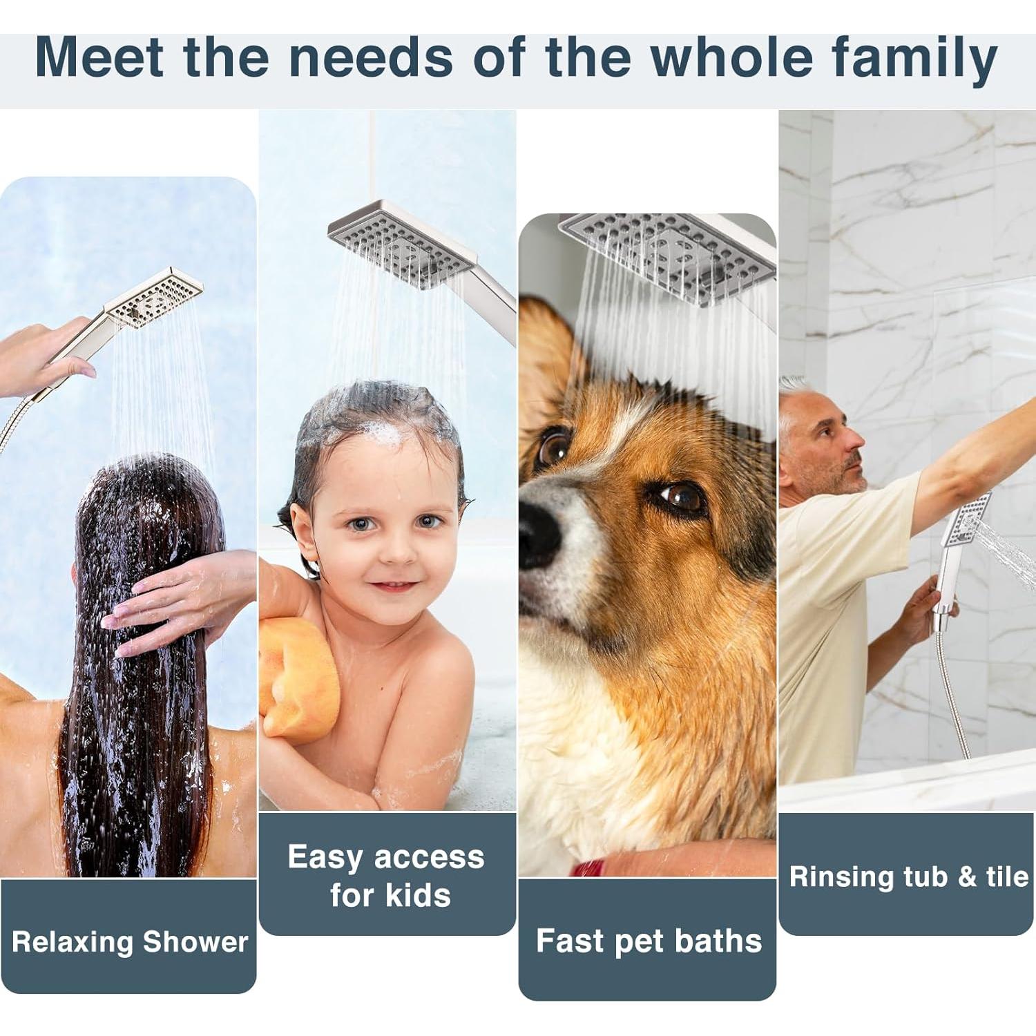 Cabezal de Ducha de Mano BRIGHT SHOWERS Alta Presión 3 Modos