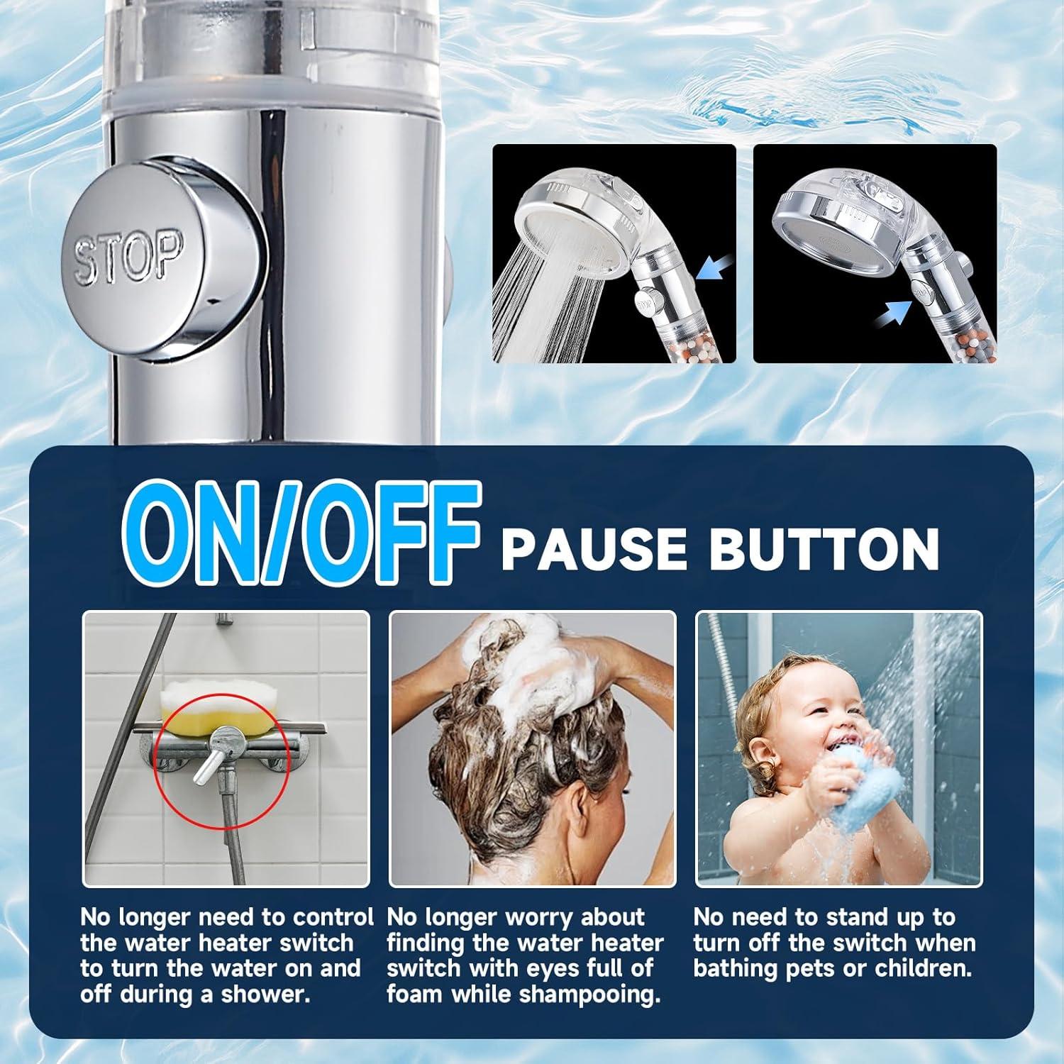 Cabezal de Ducha Filtrado Kindred Home con 4 Modos y Ahorro de Agua