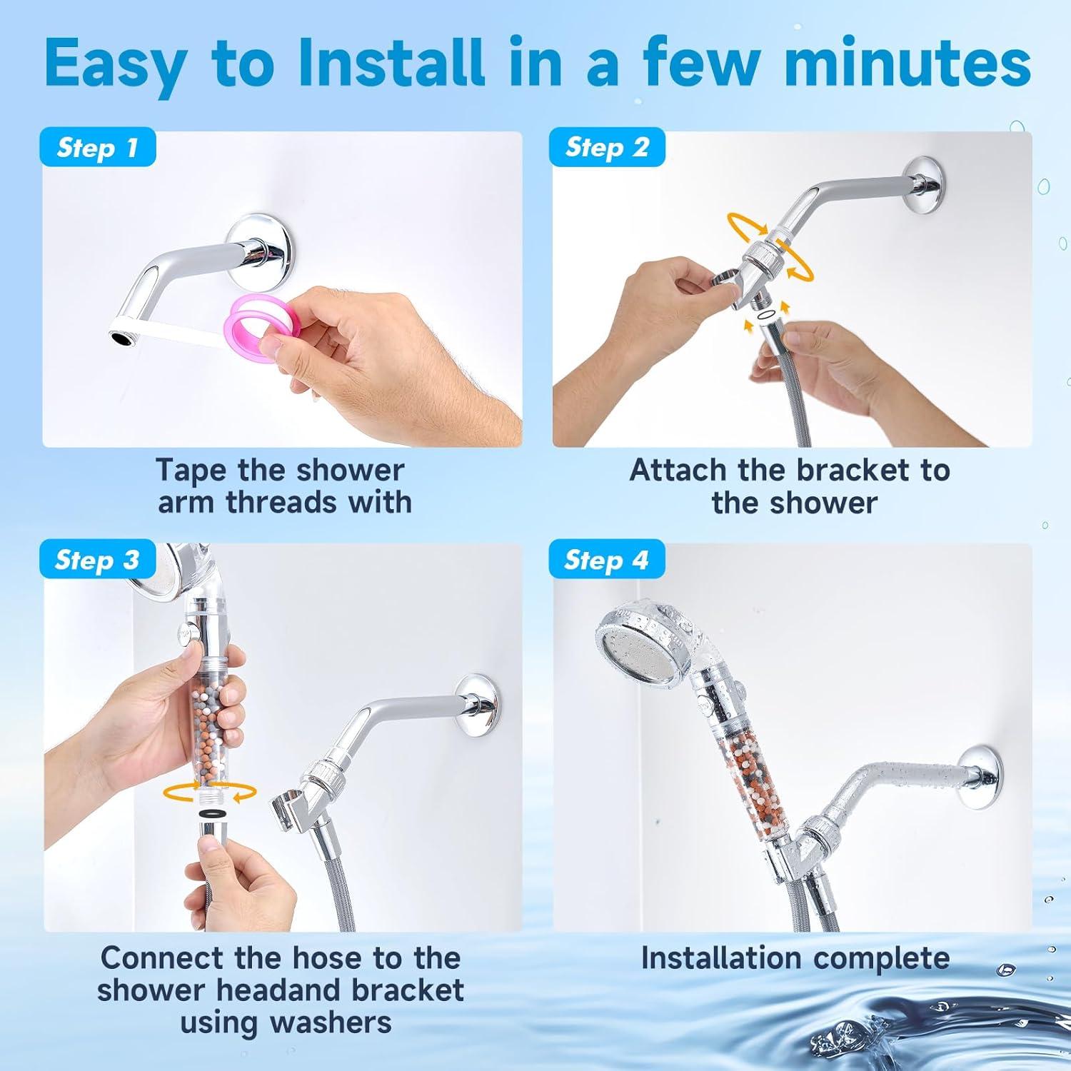 Cabezal de Ducha Filtrado Kindred Home con 4 Modos y Ahorro de Agua