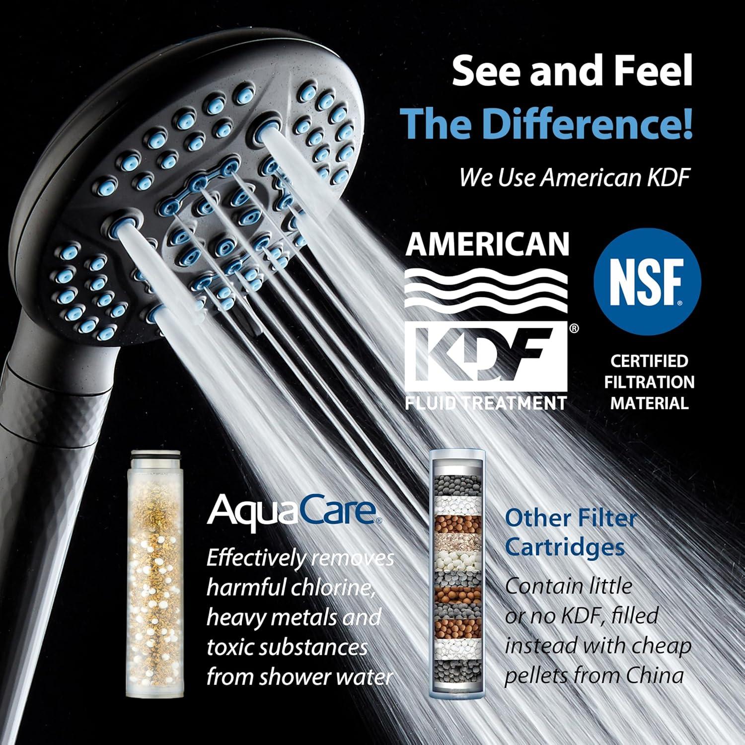 Cabezal de Ducha AquaCare 4X Alta Presión 10 Modos Negro Mate