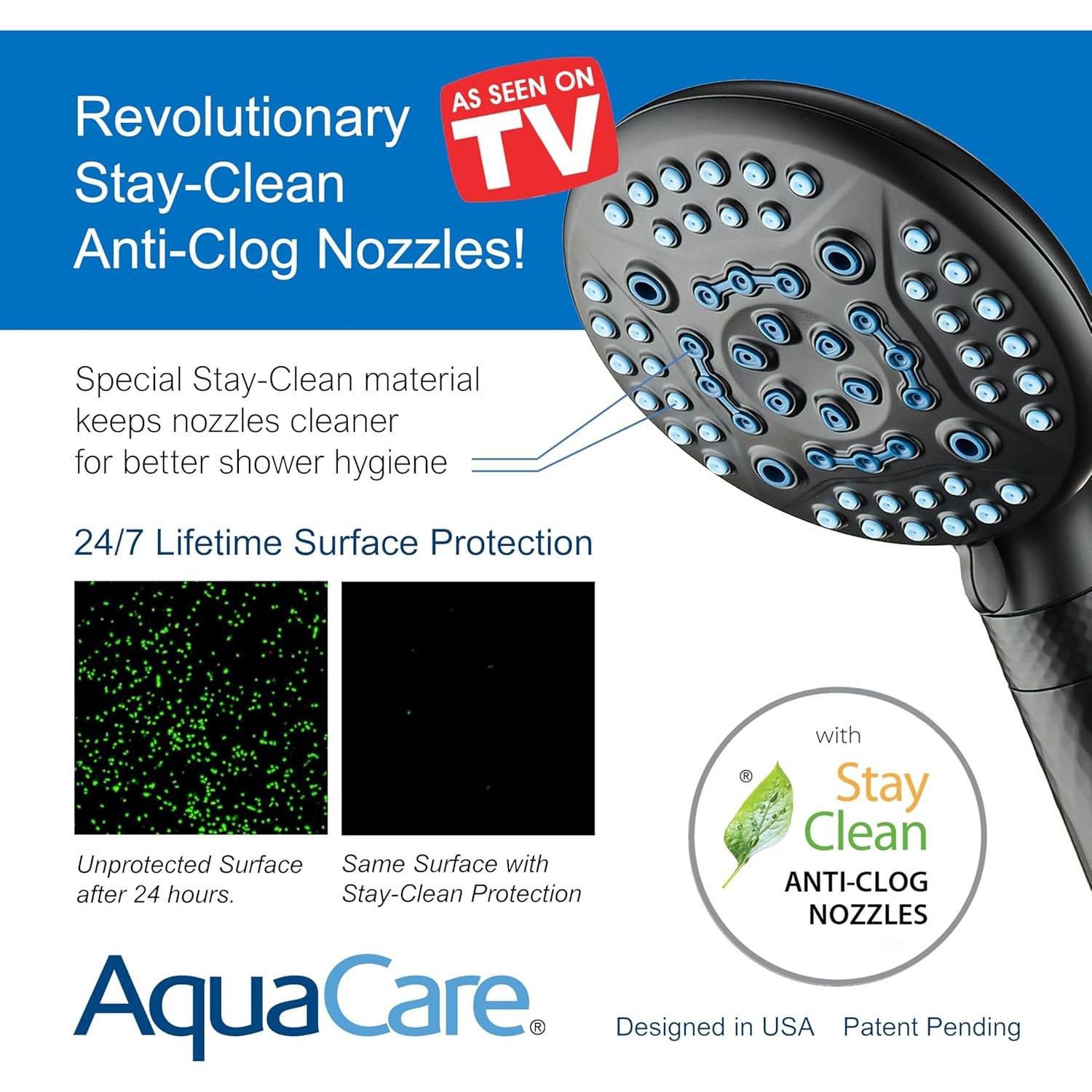 Cabezal de Ducha AquaCare 4X Alta Presión 10 Modos Negro Mate