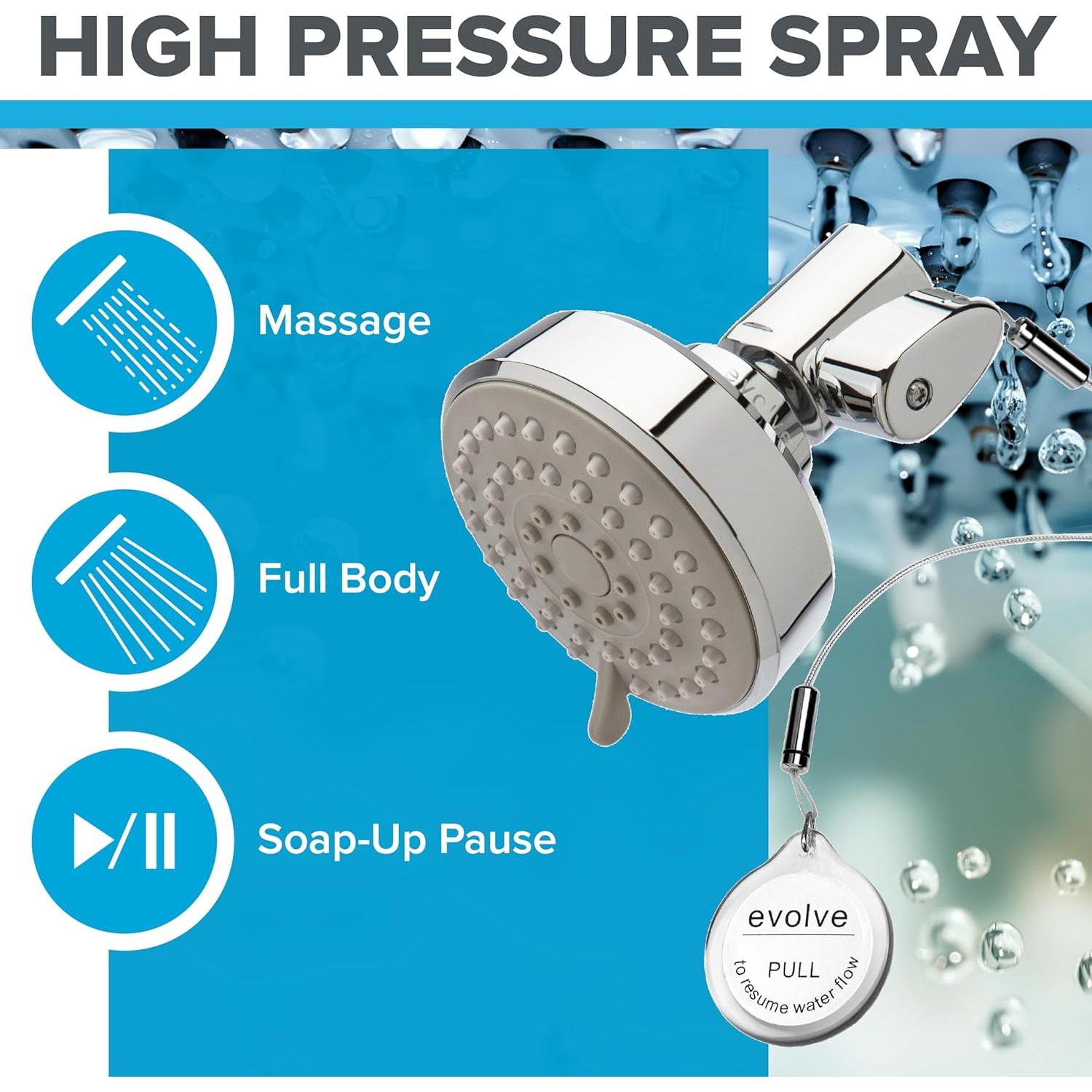 Cabezal de Ducha ShowerStart EV3021-CP150-SB Ahorro Agua 1.5 GPM