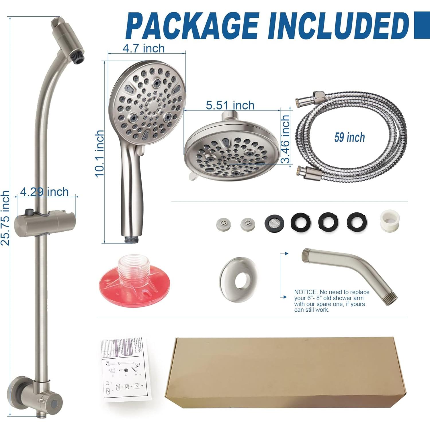 Cabezal de Ducha de Mano Egretshower 82 Modos Alta Presión 65.41 cm