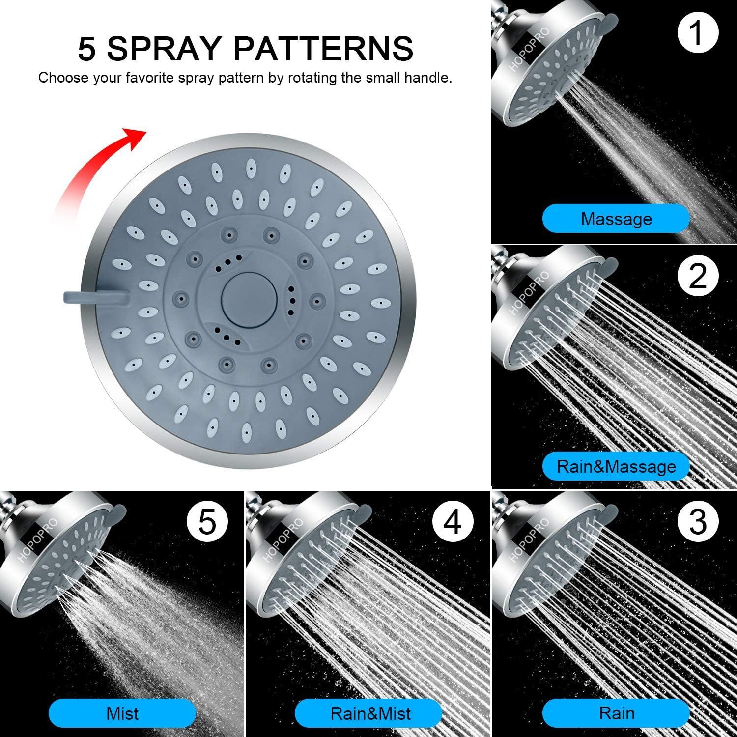 Cabezal de Ducha HOPOPRO Alta Presión 4.1" 5 Modos Cromo
