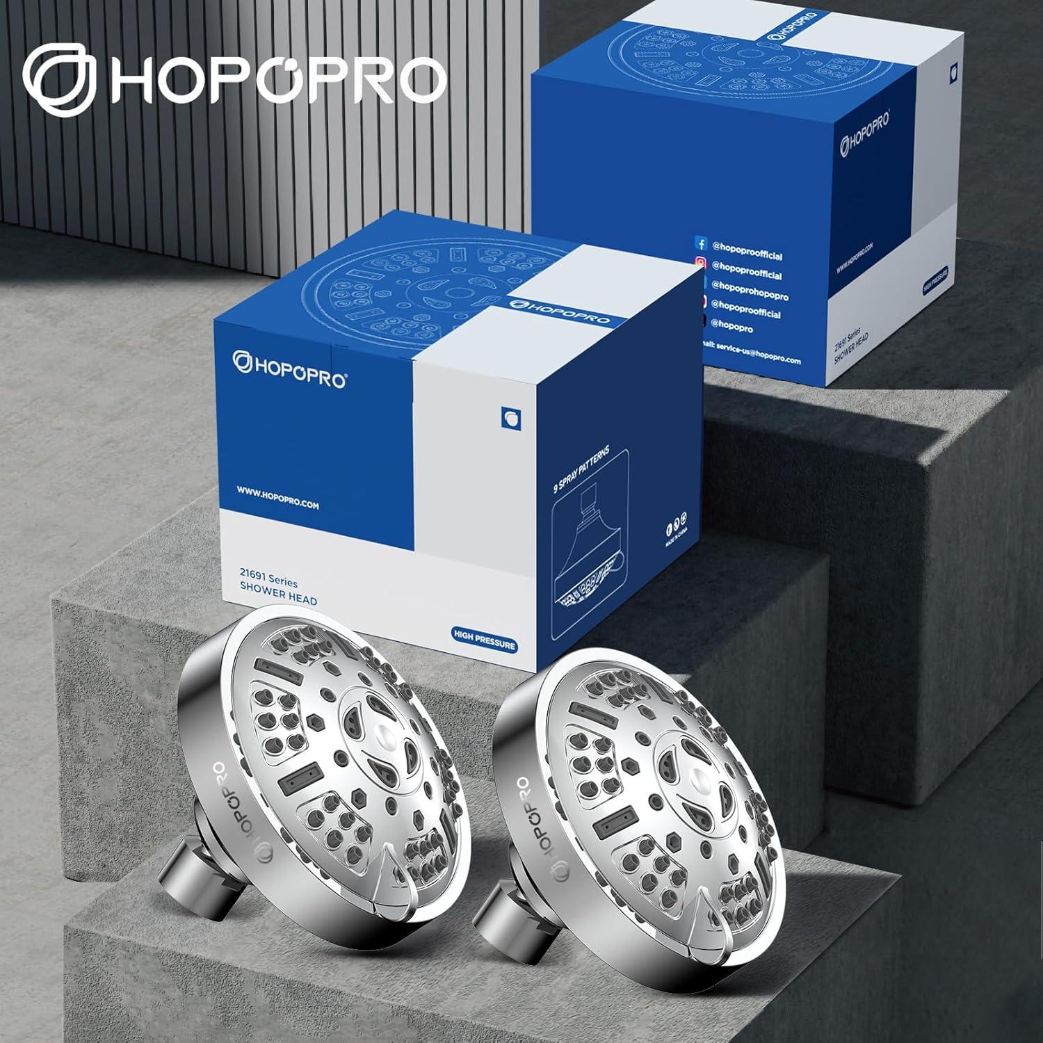 Cabezal de Ducha HOPOPRO Alta Presión 9 Modos Cromo 4.1"