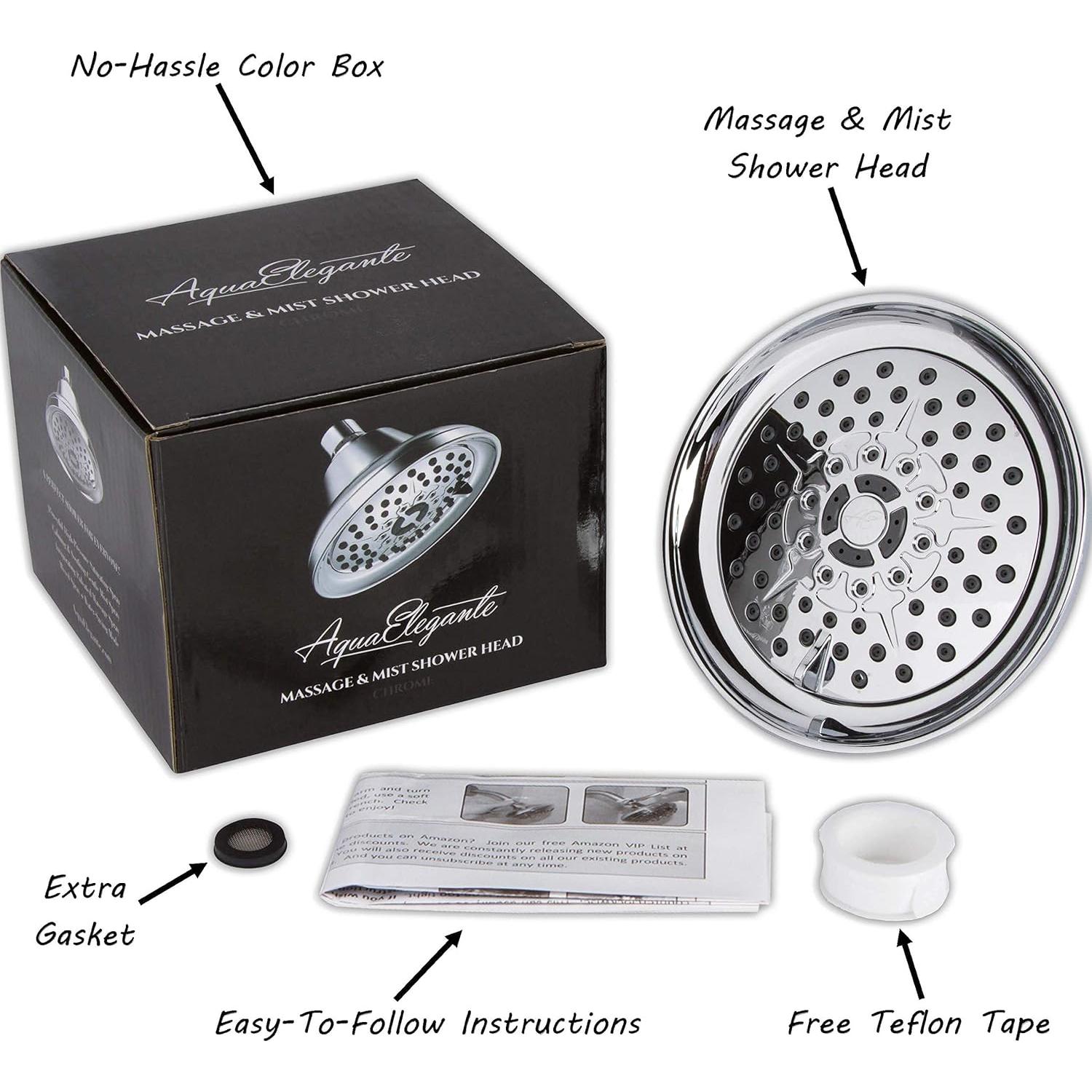 Cabezal de Ducha Masajeador Aqua Elegante 9.5 LPM Cromo