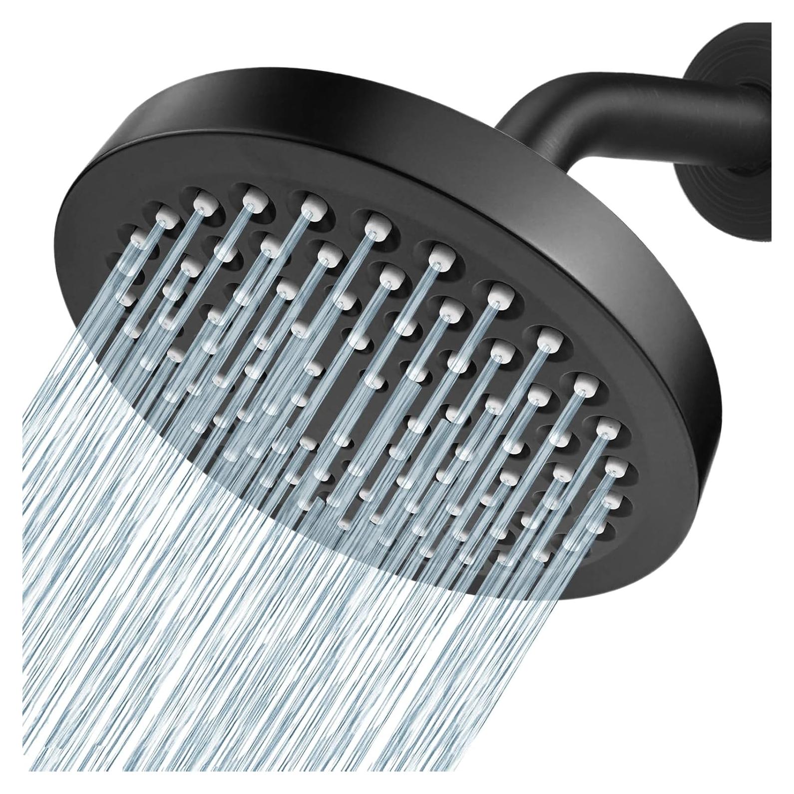 Cabezal de Ducha de Lluvia Voolan 15.24 cm Alta Presión Negro