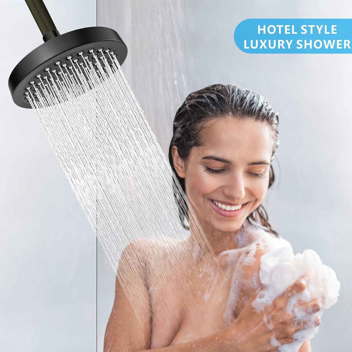 Cabezal de Ducha de Lluvia Voolan 15.24 cm Alta Presión Negro