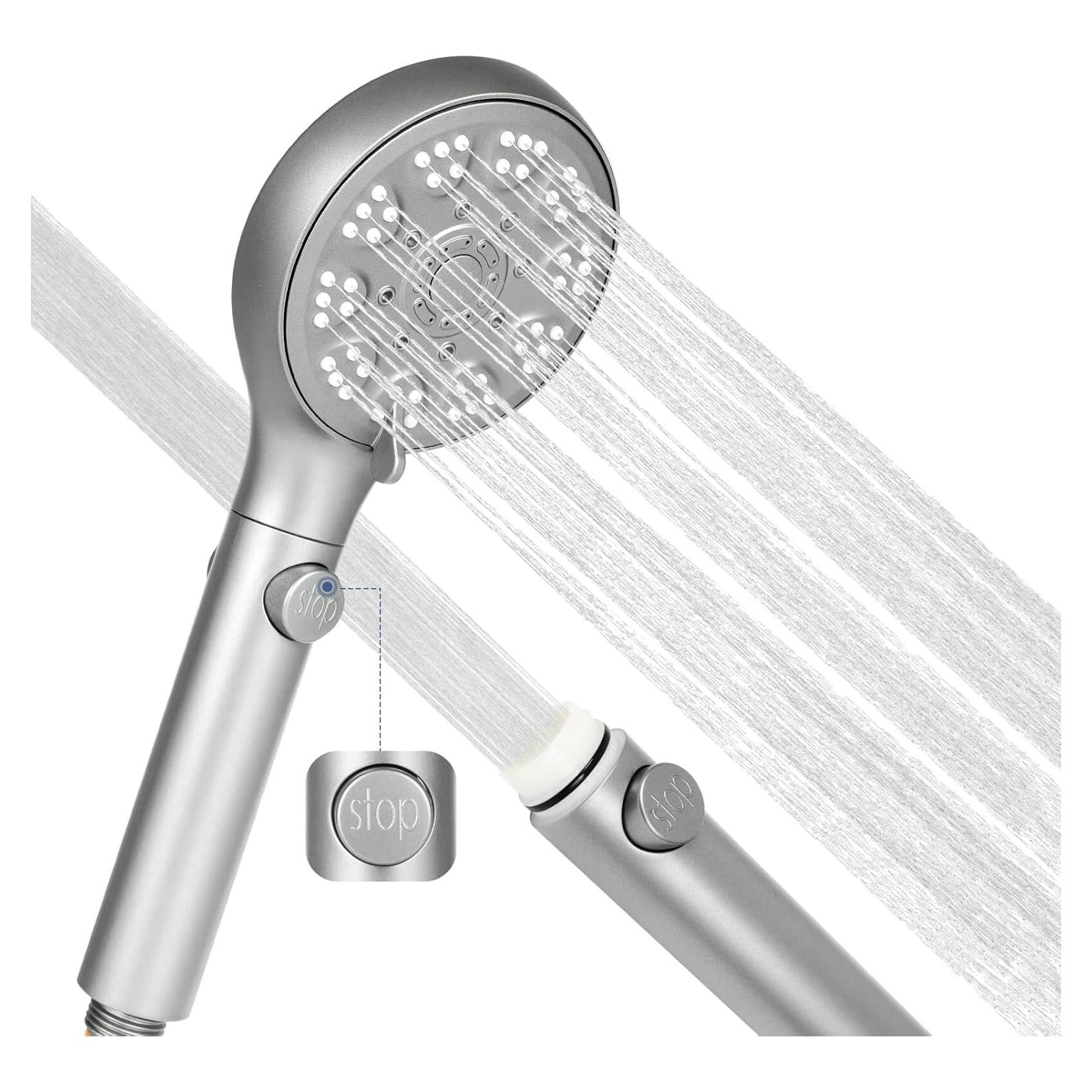 Cabezal de Ducha Alta Presión ROTORLI 5 Modos con Manguera 182.88 cm