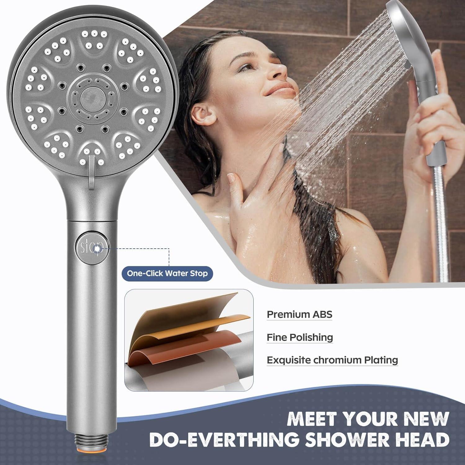 Cabezal de Ducha Alta Presión ROTORLI 5 Modos con Manguera 182.88 cm