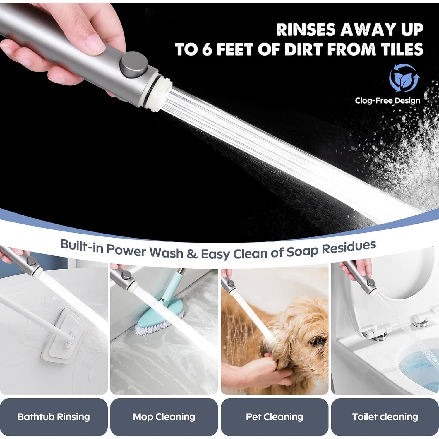 Cabezal de Ducha Alta Presión ROTORLI 5 Modos con Manguera 182.88 cm