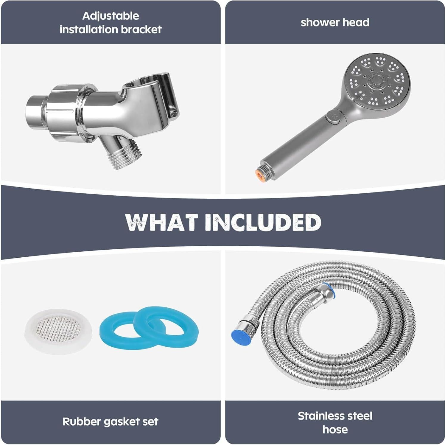 Cabezal de Ducha Alta Presión ROTORLI 5 Modos con Manguera 182.88 cm