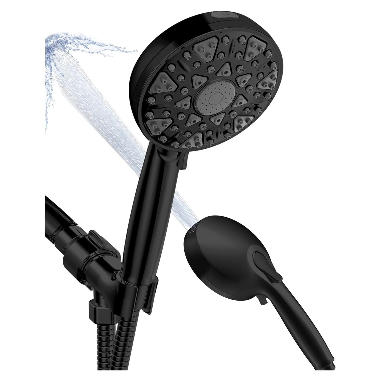 Cabezal de Ducha Diiwet Negro Mate 7 Modos 2.5 GPM con Manguera