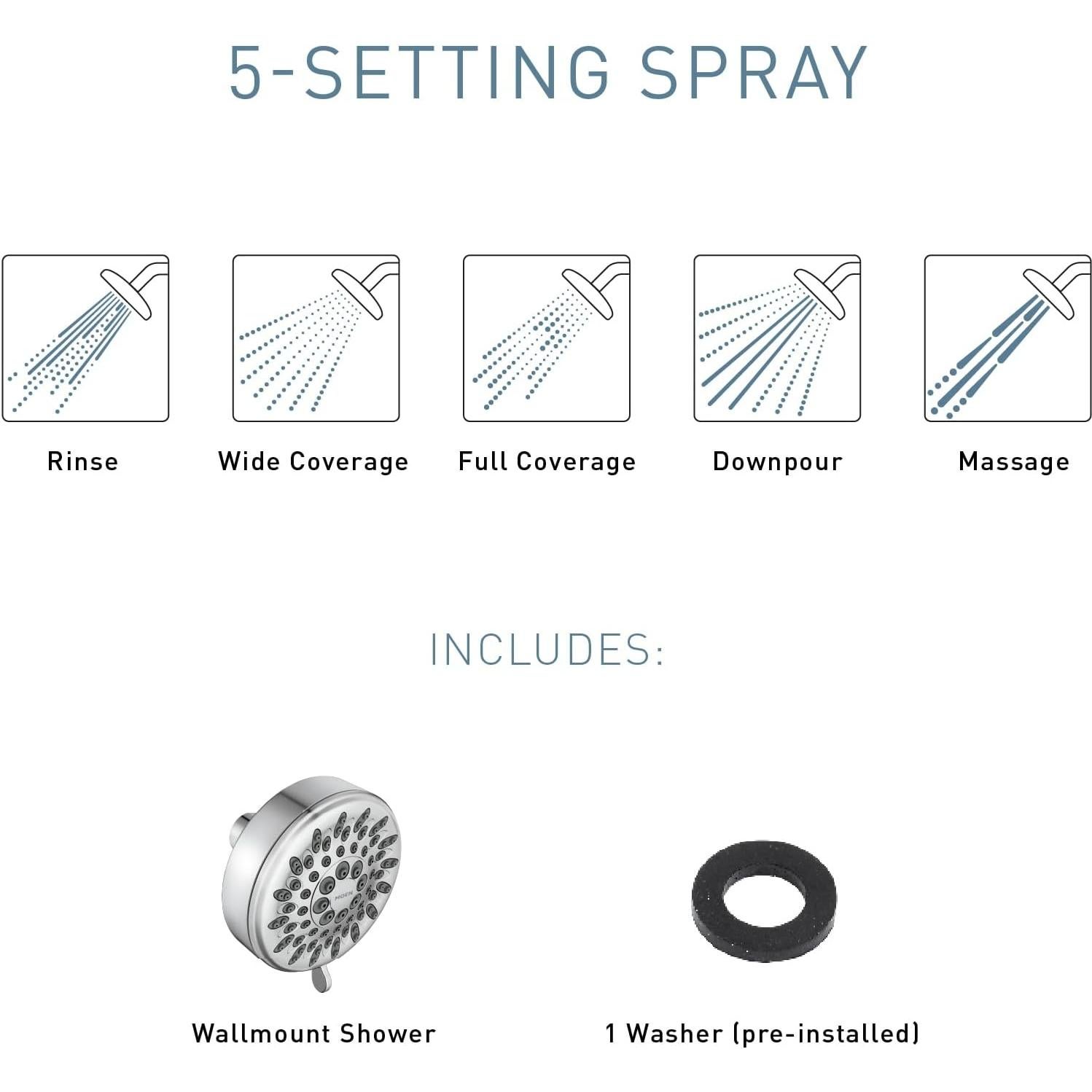 Cabezal de Ducha Moen Ignite Cromo 5 Funciones 9.5 L/min