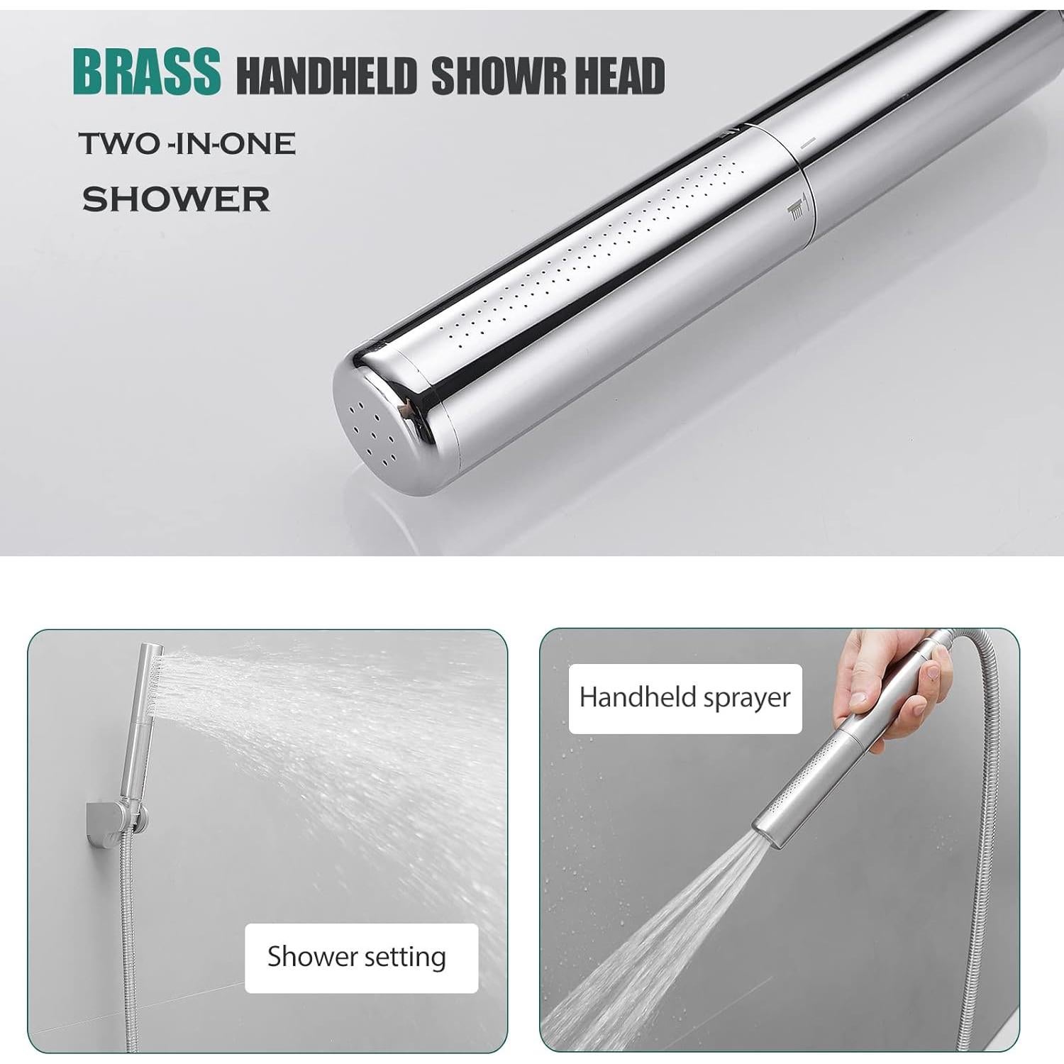 Cabezal de Ducha de Mano Hoimpro 2 en 1 Cromo 150 cm