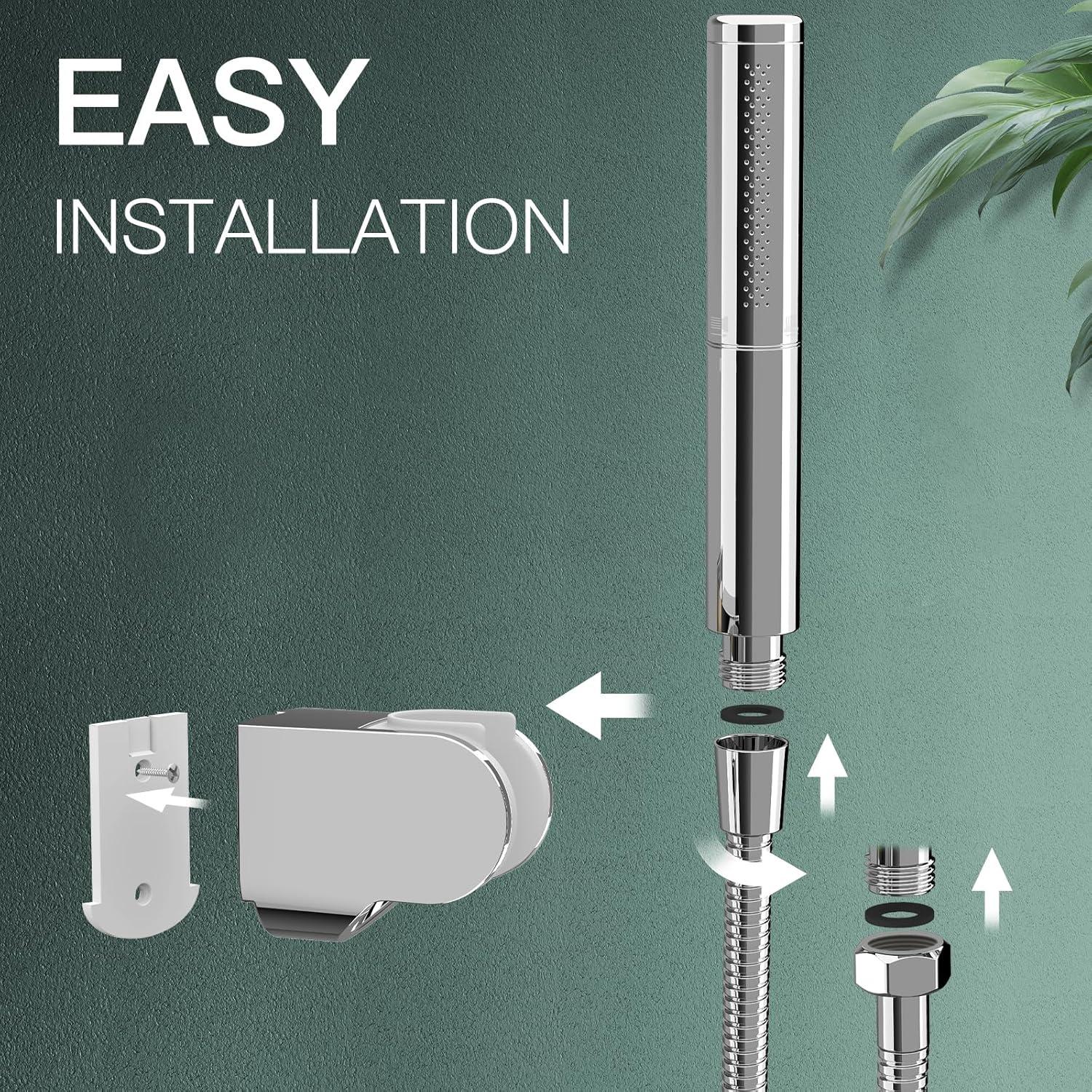 Cabezal de Ducha de Mano Hoimpro 2 en 1 Cromo 150 cm