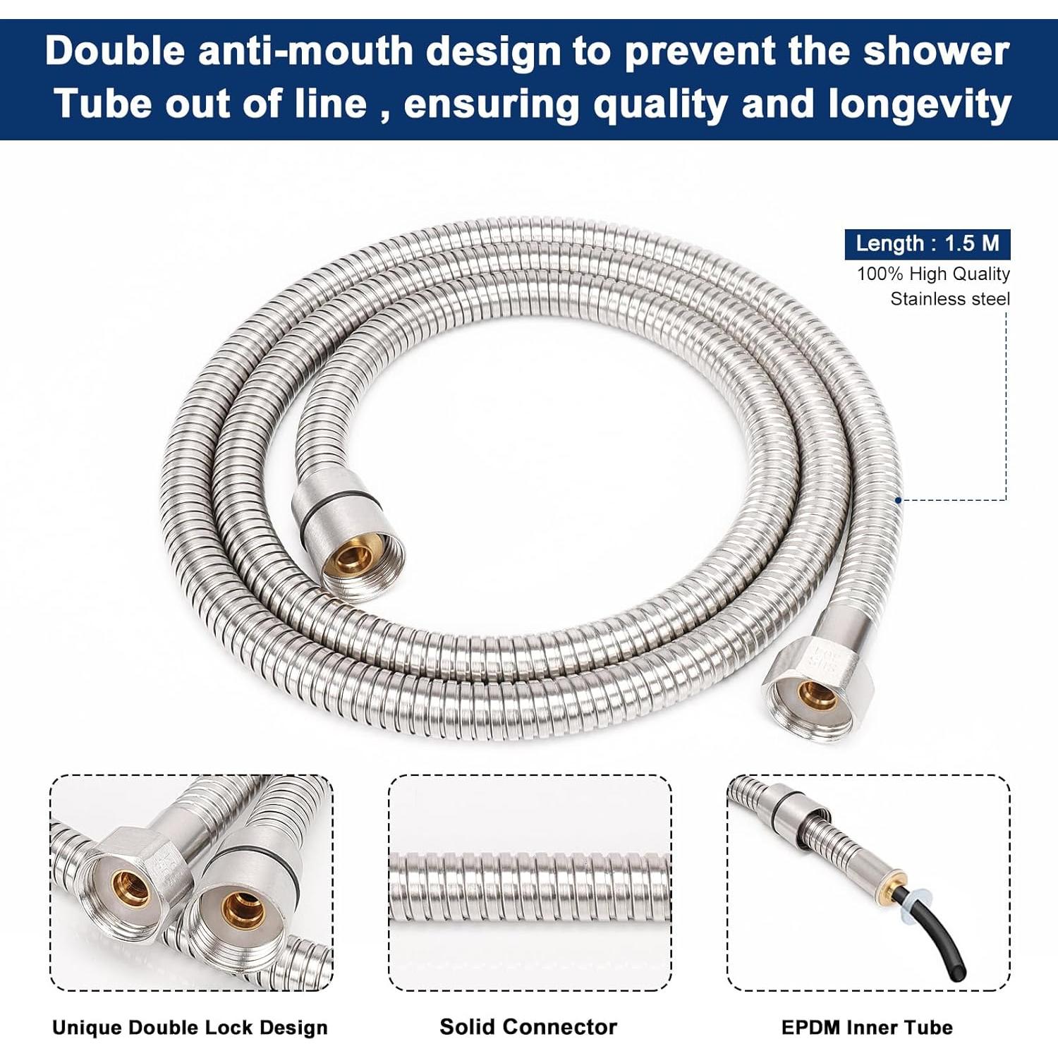 Cabezal de Ducha NearMoon 8" Acero Inoxidable Cromo 5 Modos