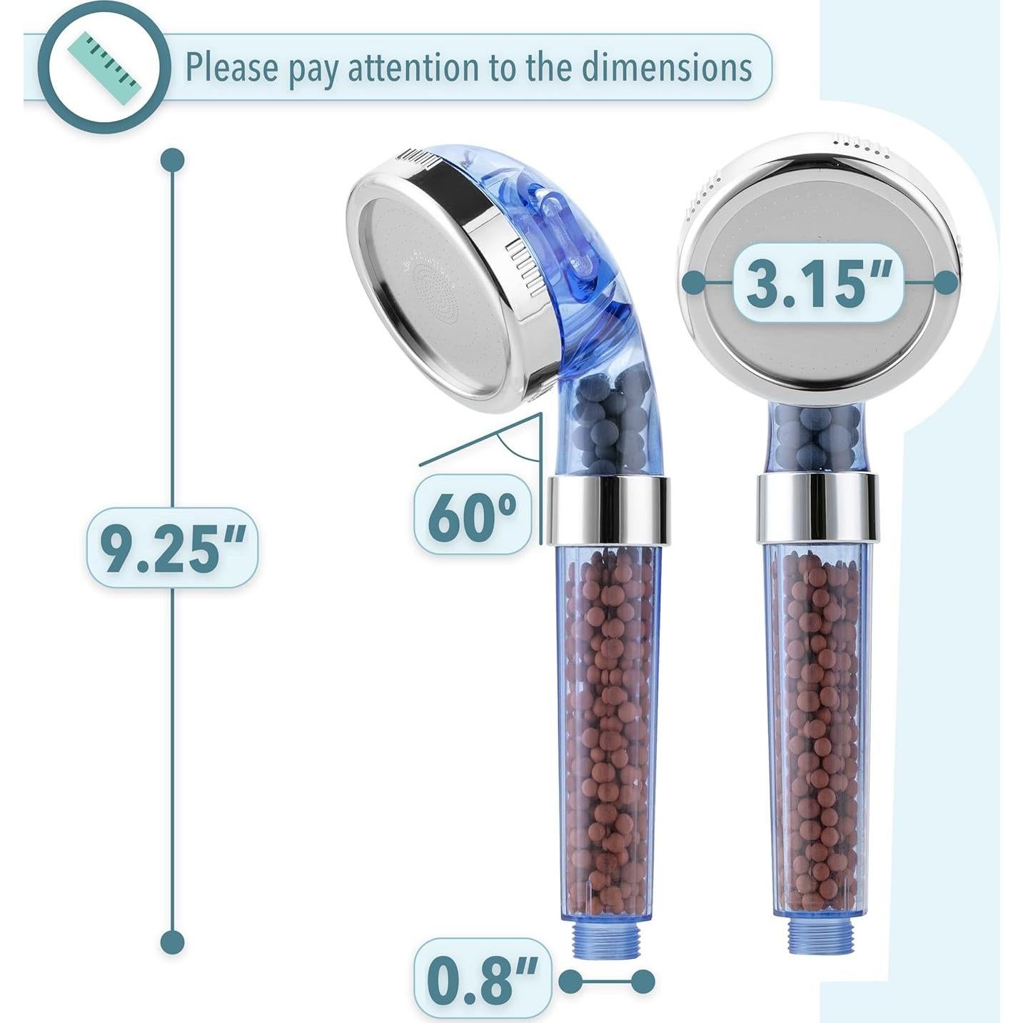 Filtro de Ducha Slick Alta Presión 3 Modos Acero Inoxidable