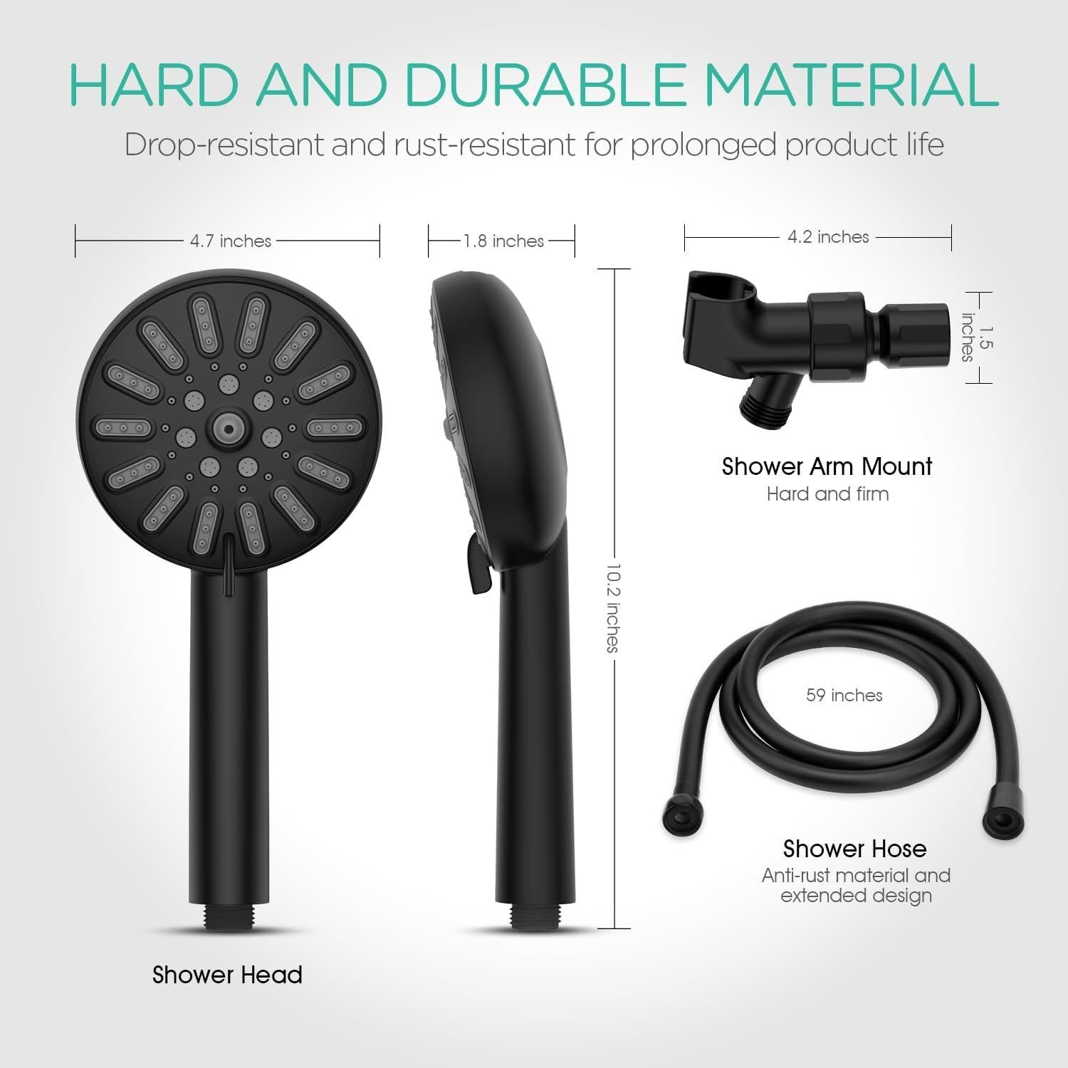 Cabezal de Ducha de Mano VOYOR-HEALTH SH101 8 Modos 150 cm