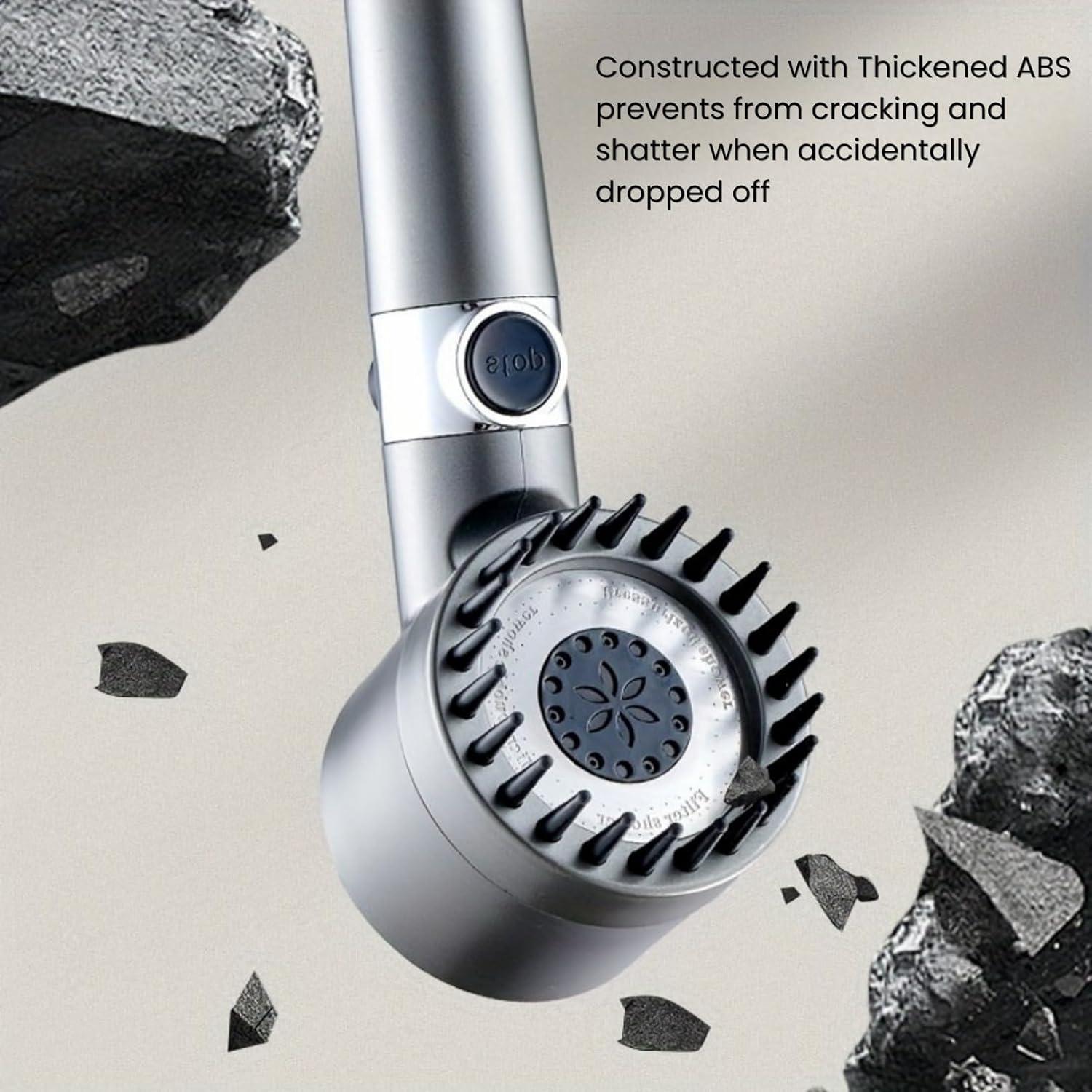 Cabezal de Ducha Alta Presión Genérico 3 Modos Gris Mate