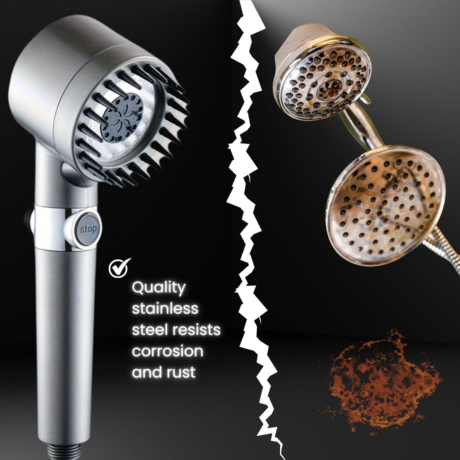 Cabezal de Ducha Alta Presión Genérico 3 Modos Gris Mate