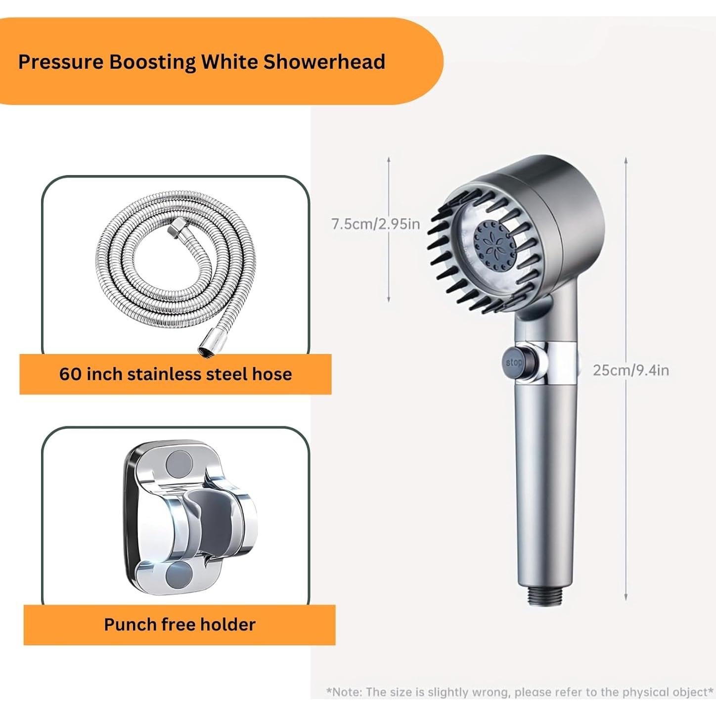 Cabezal de Ducha Alta Presión Genérico 3 Modos Gris Mate