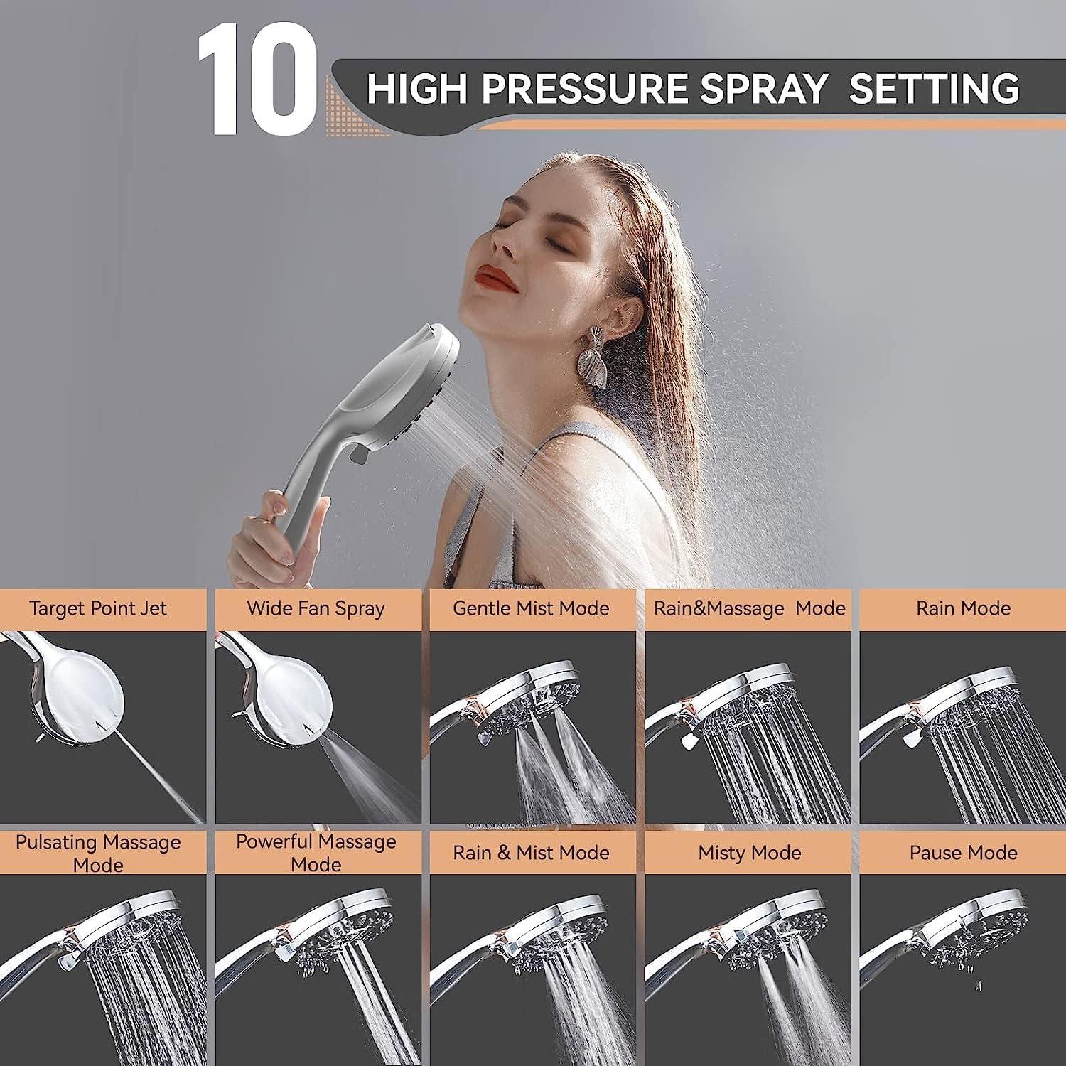 Filtered Shower Head, 15 Stage Handheld Shower Head Filter for Hard Water, 10 Modes High Pressure Shower Head with 60" Hose and Bracket, Remove Chlorine and Harmful Substance