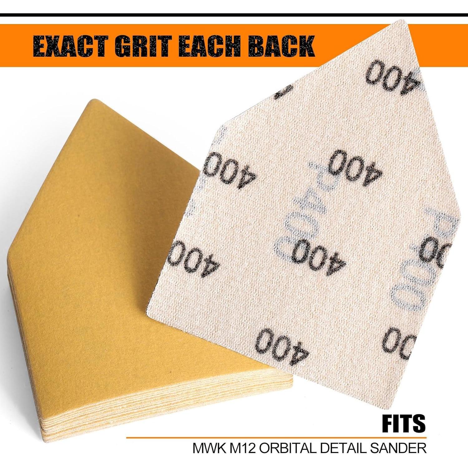 Hojas de Lijado Triangulares POLIWELL 100PCS 8.89x6.35cm Granos 80-400