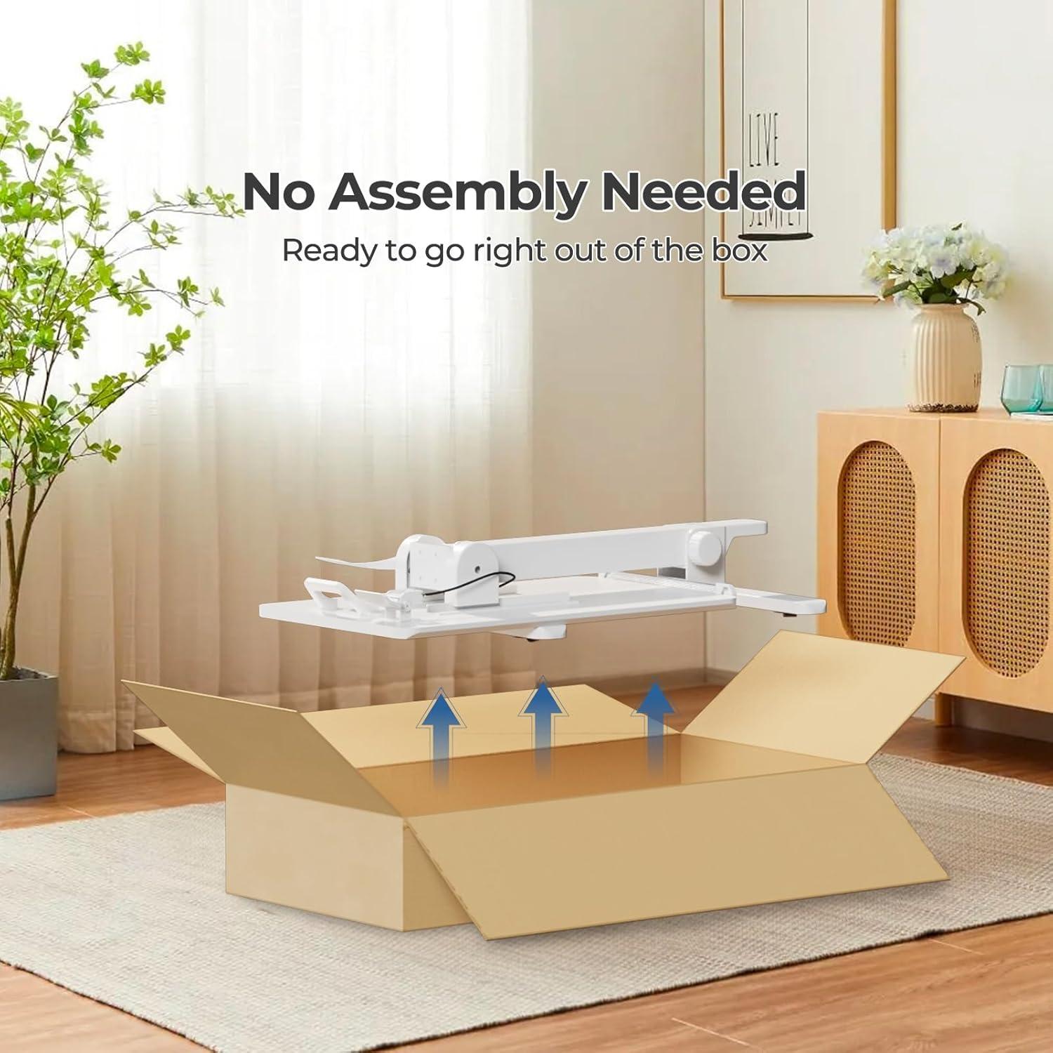 Foldable Mobile Standing Desk, 27 Inch Small Rolling Laptop Cart Height Adjustment, 90° Tiltable Bedside Table, No Assembly Needed Portable Computer Workstation, White