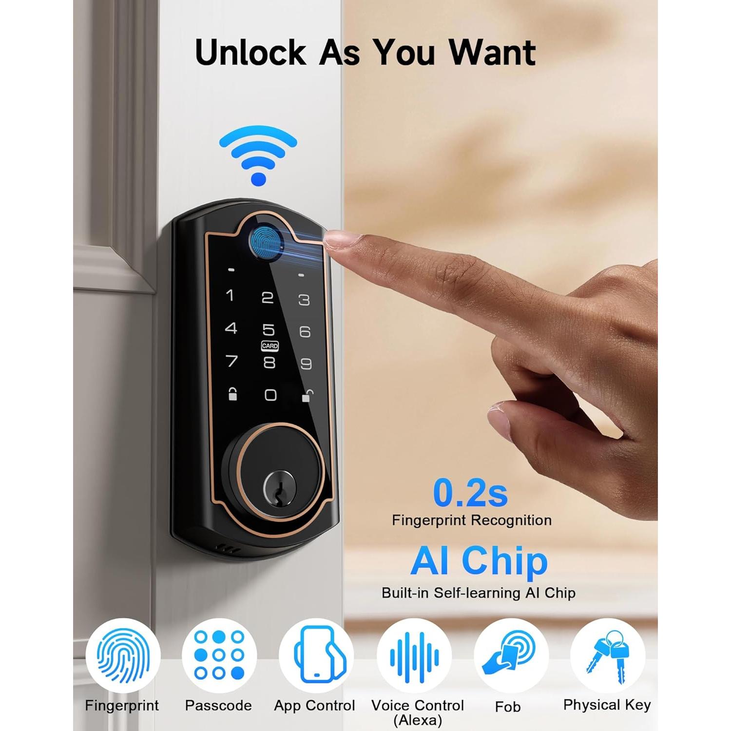 Cerradura Inteligente SohoTeco ST380 WiFi Biométrica Negra