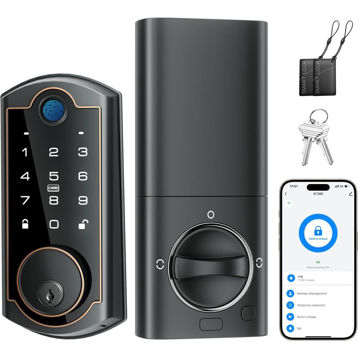 Cerradura Inteligente SohoTeco ST380 WiFi Biométrica Negra