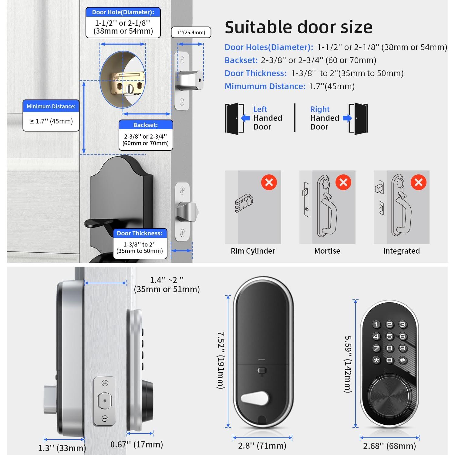 Cerradura Inteligente TEEHO TE341 Bluetooth con Control APP - Plata