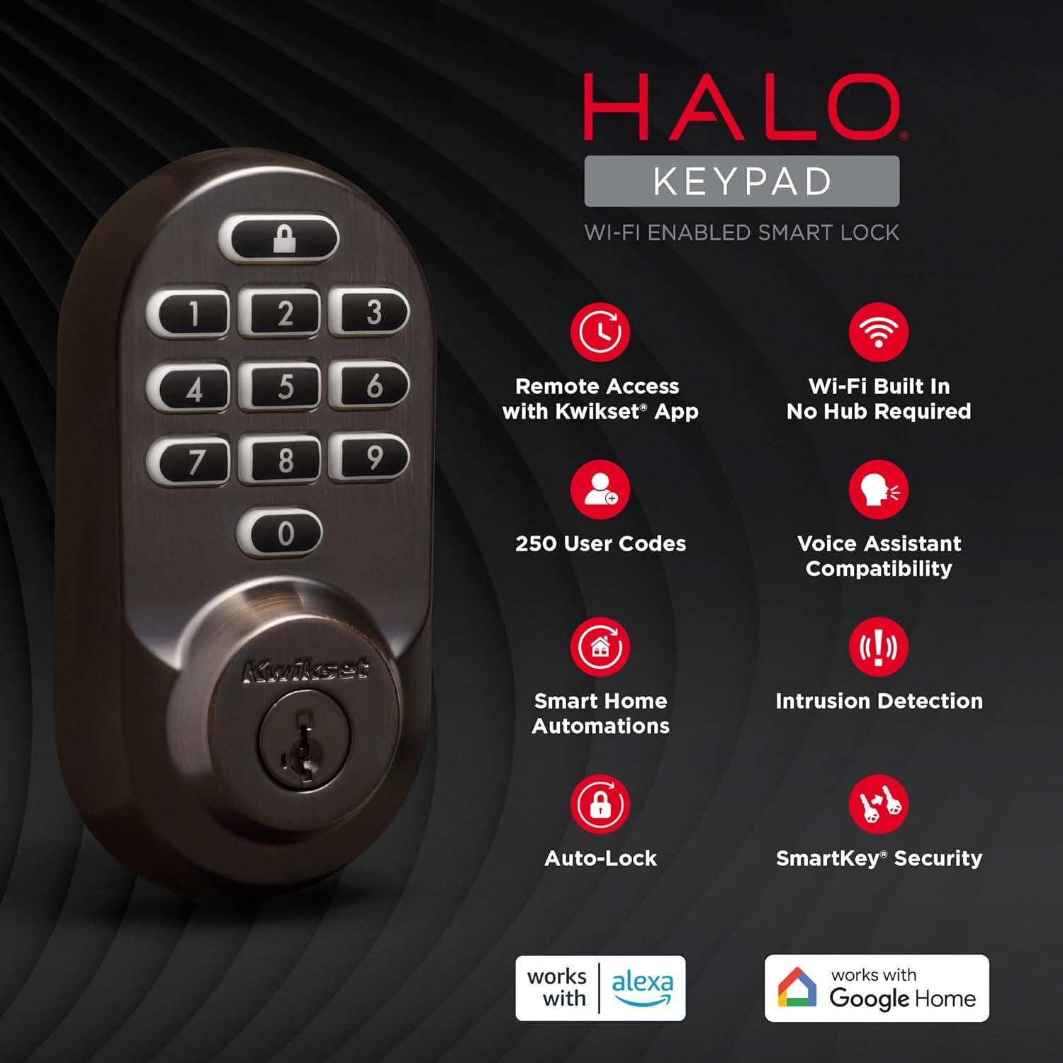 Cerradura Inteligente Kwikset Halo Wi-Fi Teclado Retroiluminado