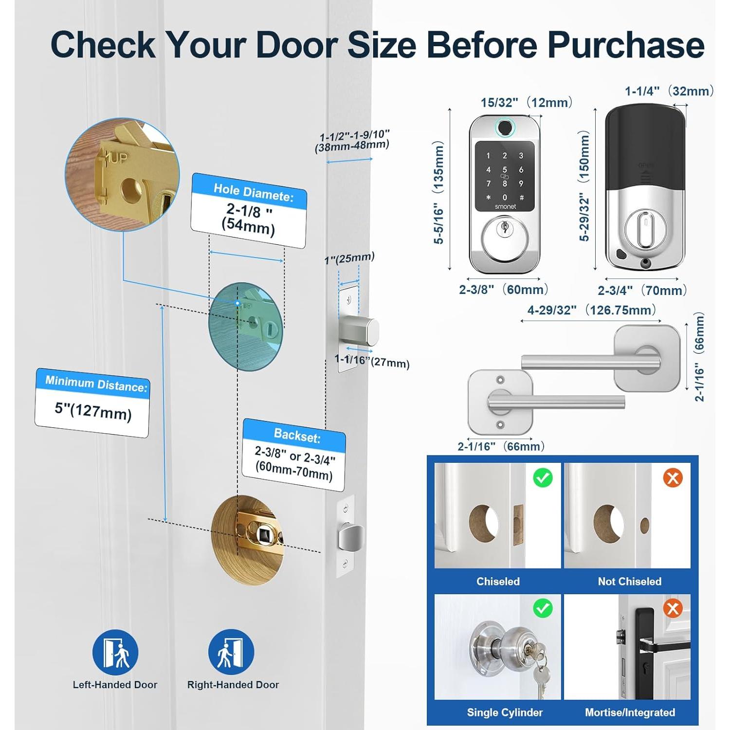 Cerradura Inteligente SMONET WiFi y Bluetooth con Huella Dactilar