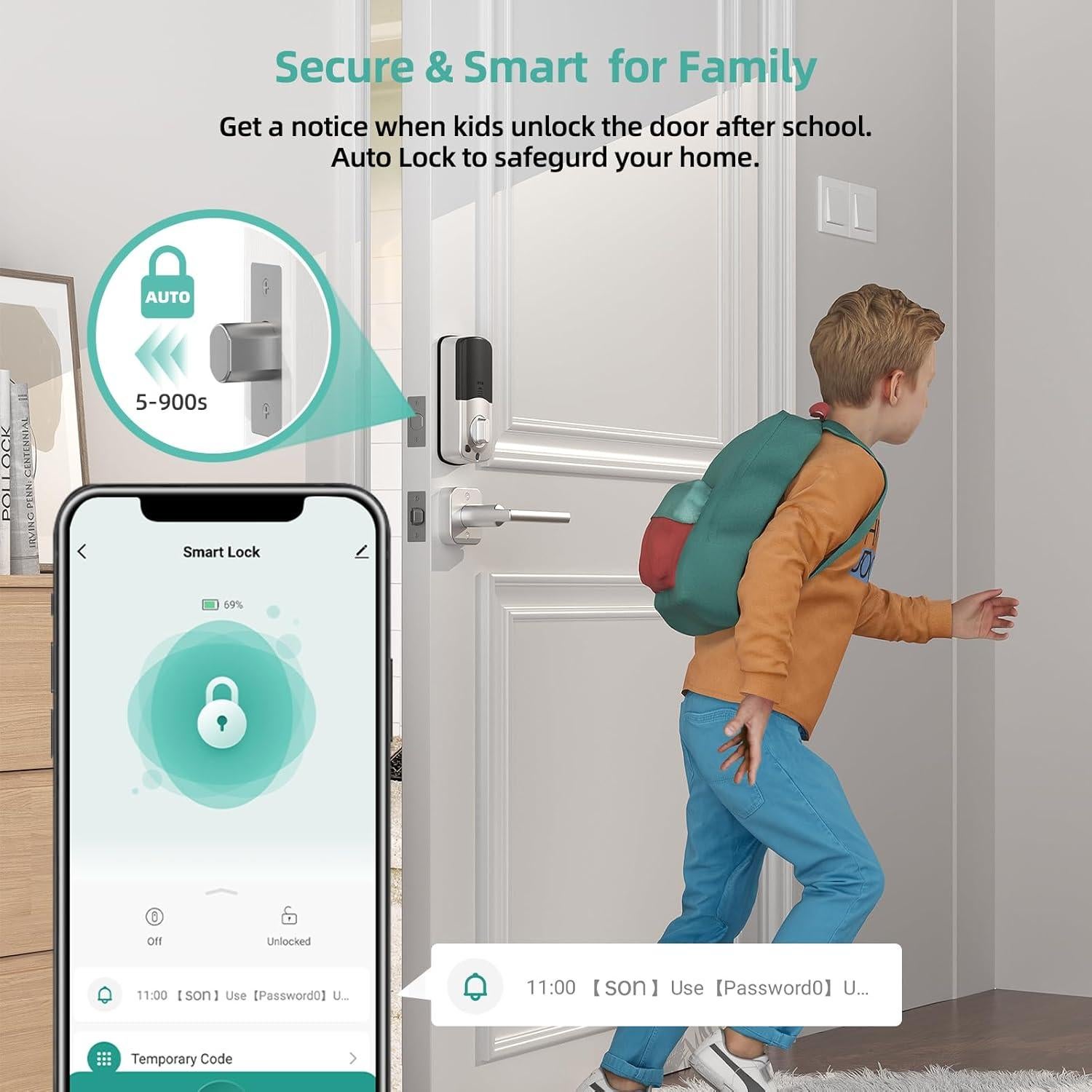 Cerradura Inteligente SMONET WiFi y Bluetooth con Huella Dactilar