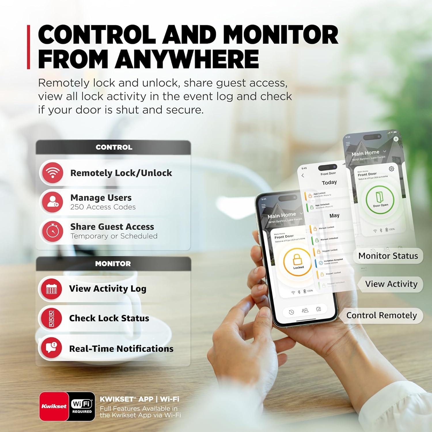 Cerradura Inteligente Kwikset Halo Select Wi-Fi Negro Mate