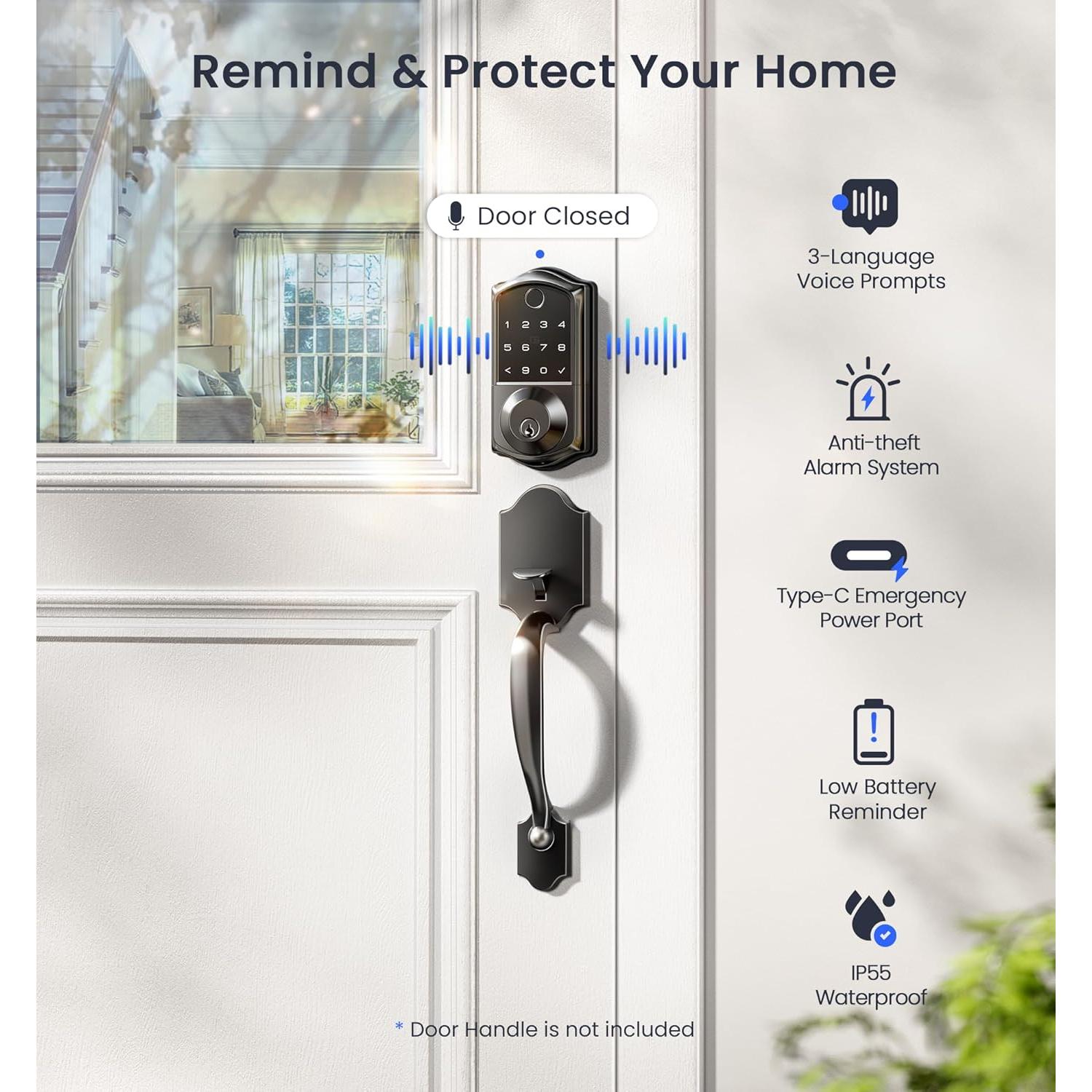 Cerradura Inteligente Veise VE017G Wi-Fi con Huella Dactilar