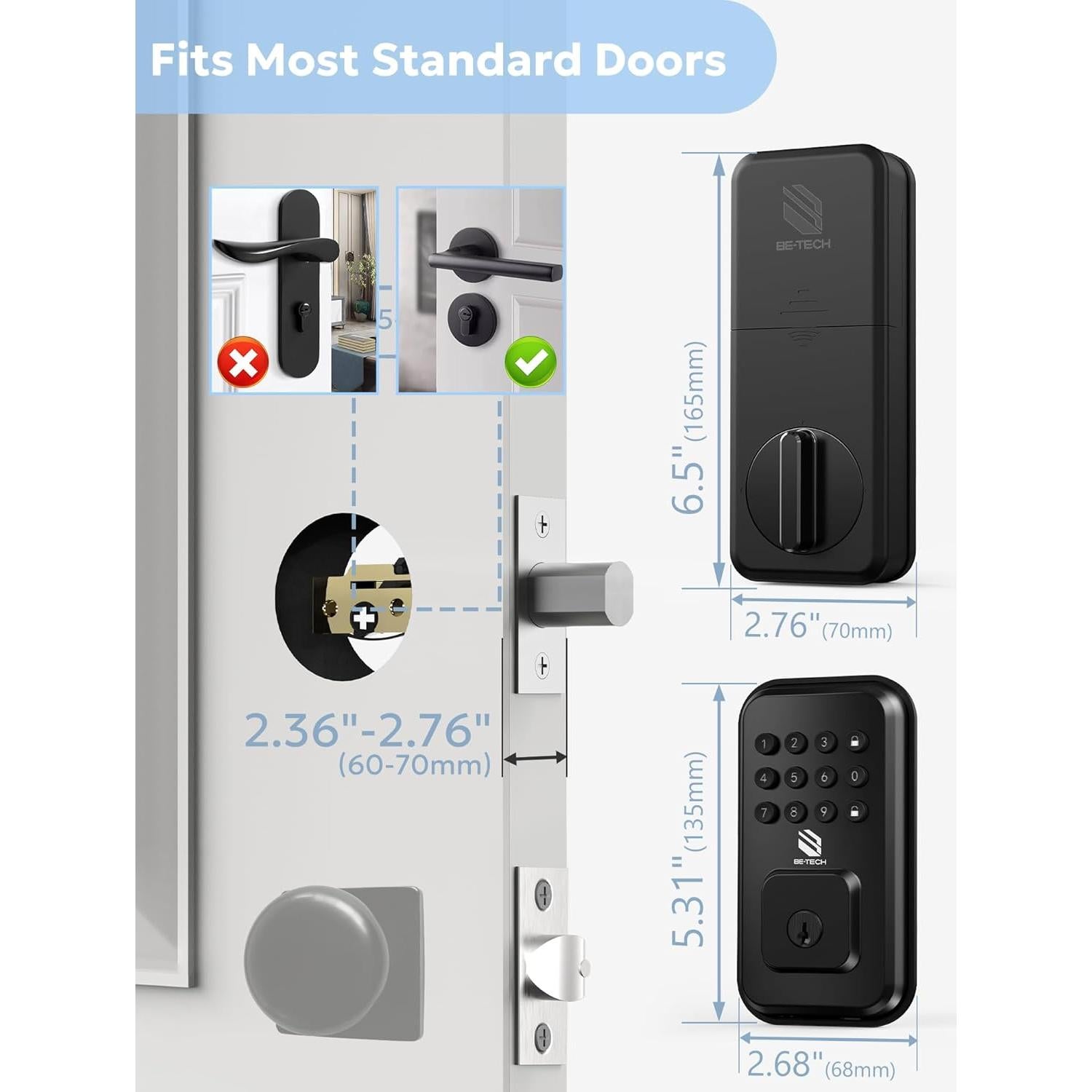 Cerradura Digital Inteligente BE-TECH con Teclado y 2 Llaves