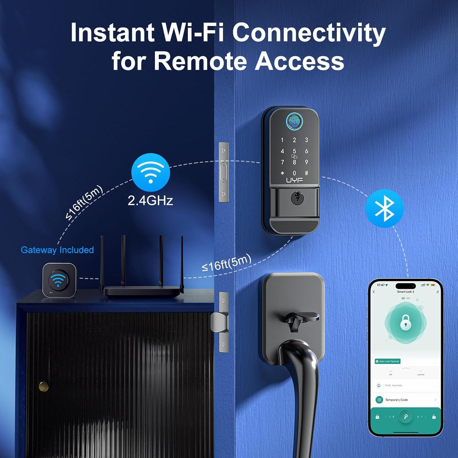 Cerradura Inteligente UYF M4 Pro WiFi con Huella Dactilar