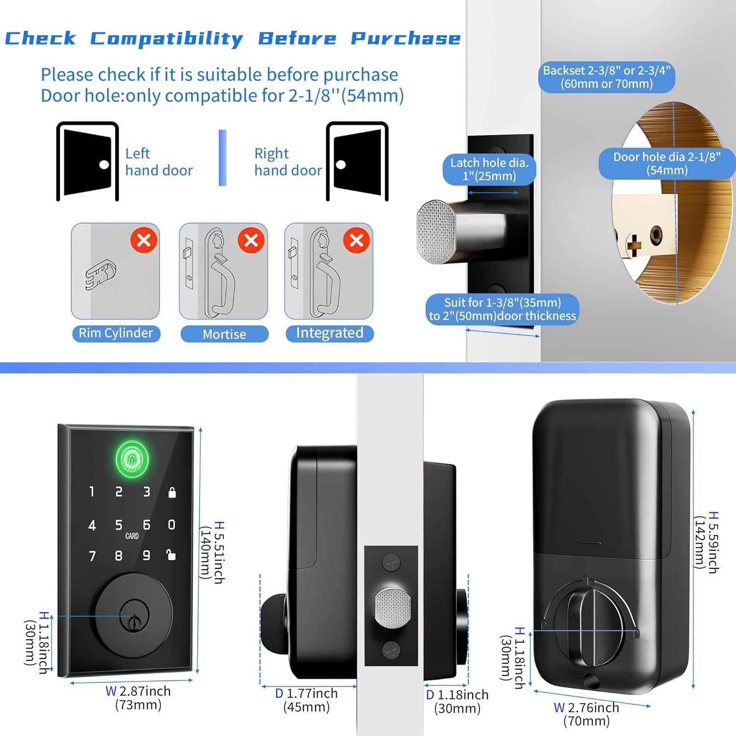 Cerradura Inteligente Klozar Y06 Biométrica con Huella Dactilar
