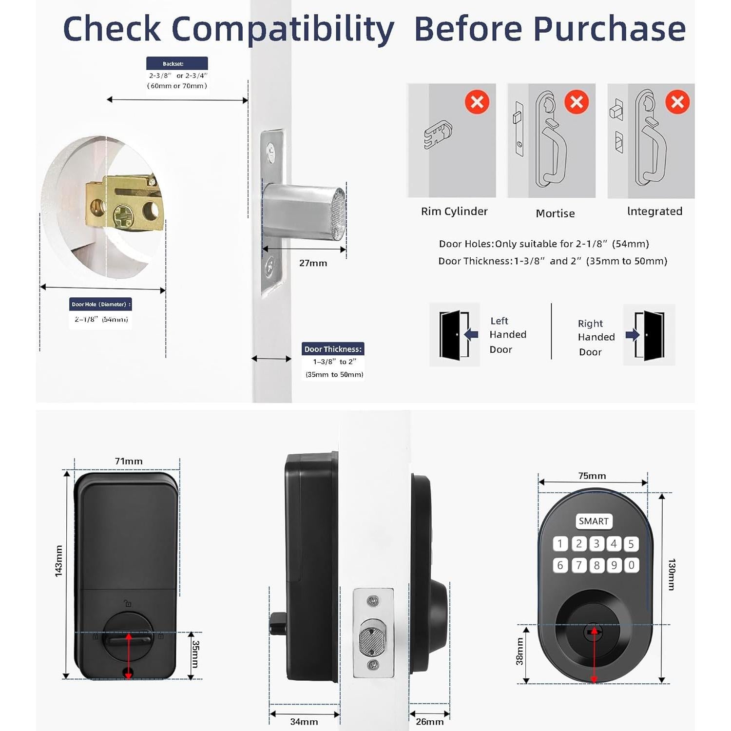 Cerradura Electrónica Sin Llave MINIA con Teclado - Seguridad Hogar