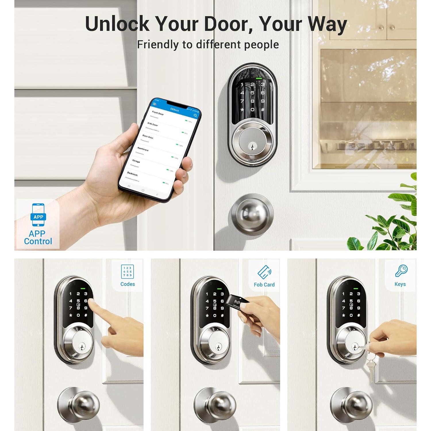 Cerradura Inteligente Veise RZ06C con Teclado y Manijas, IP54