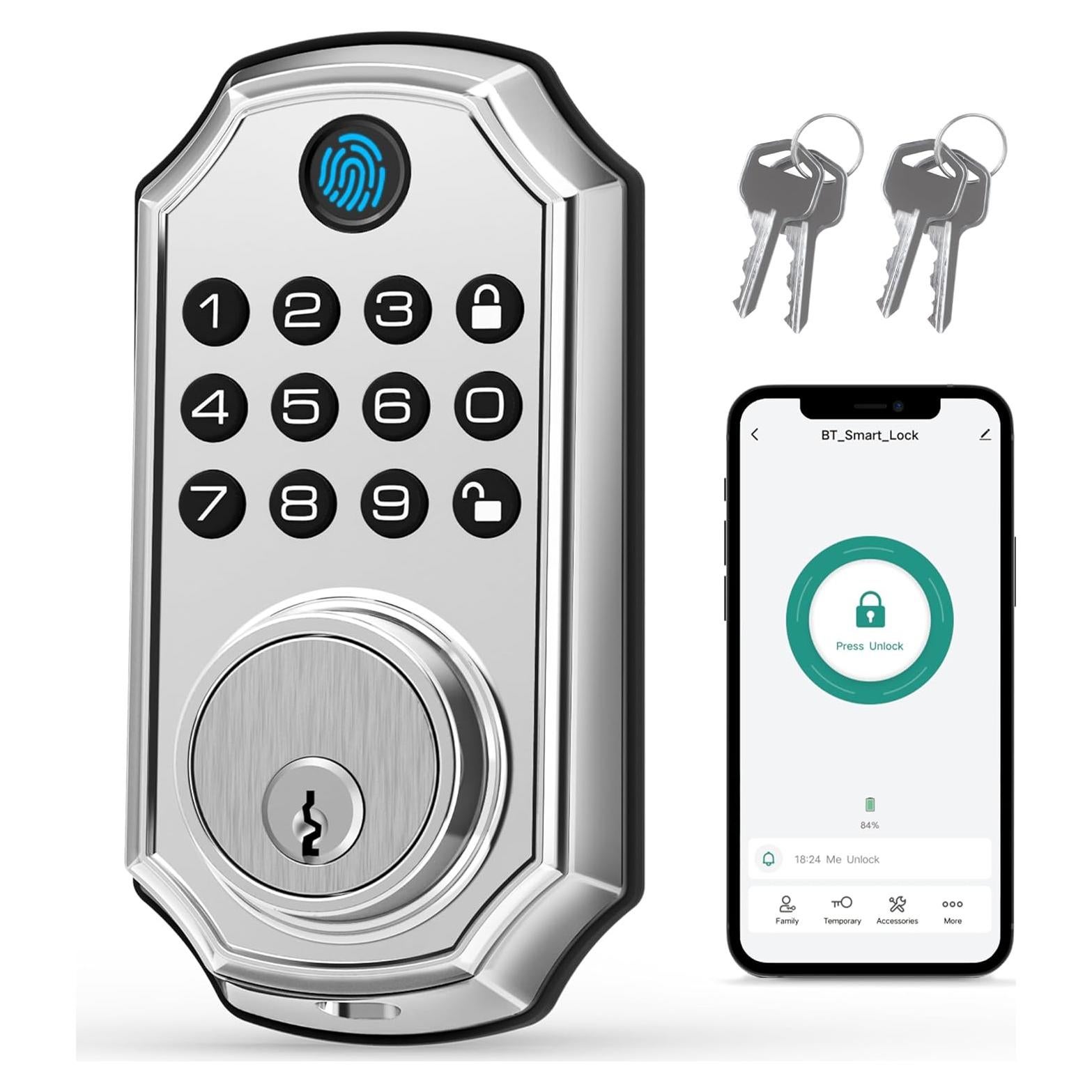 Cerradura Inteligente LOCK&SOLVER E02-F Níquel Satinado 5 en 1