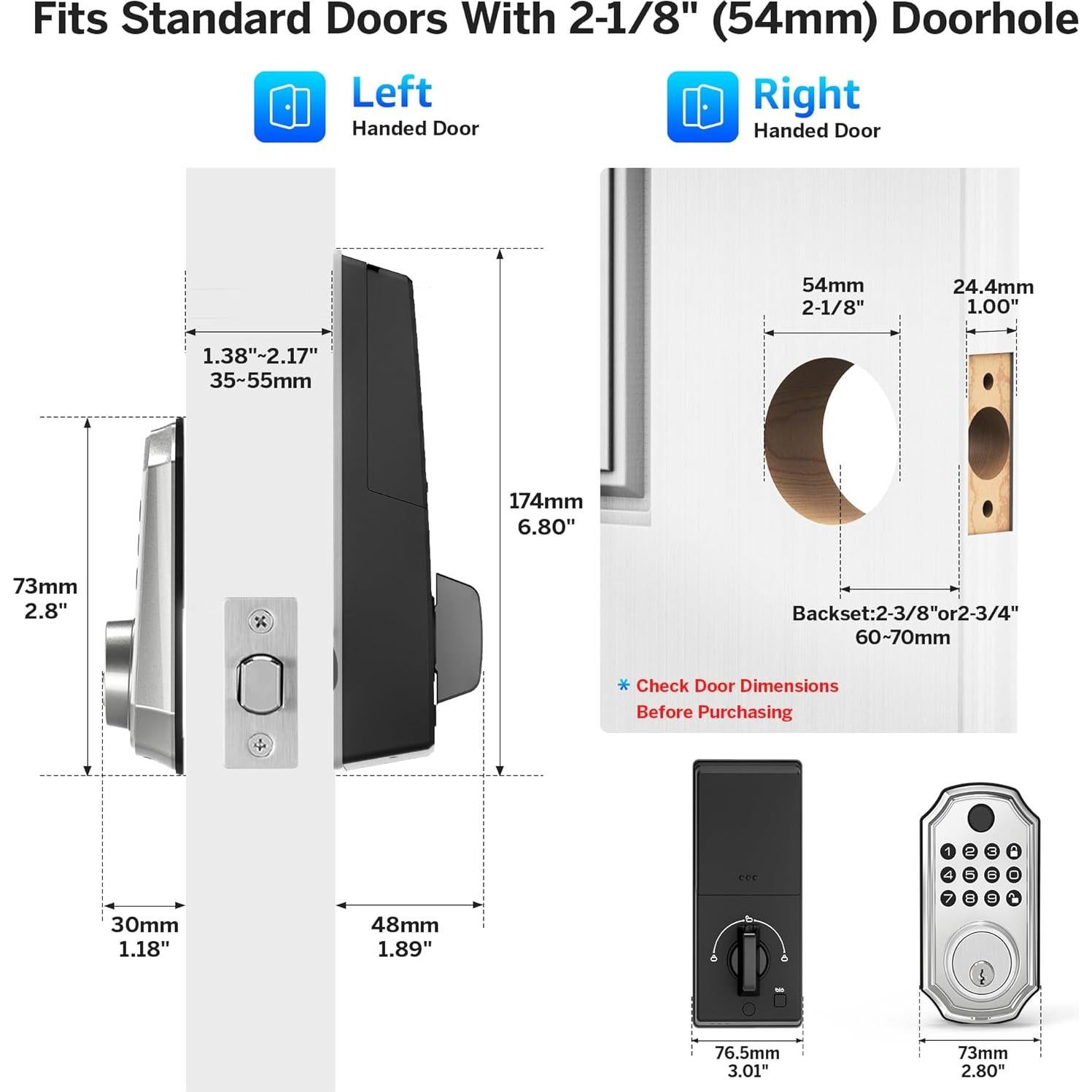 Cerradura Inteligente LOCK&SOLVER E02-F Níquel Satinado 5 en 1