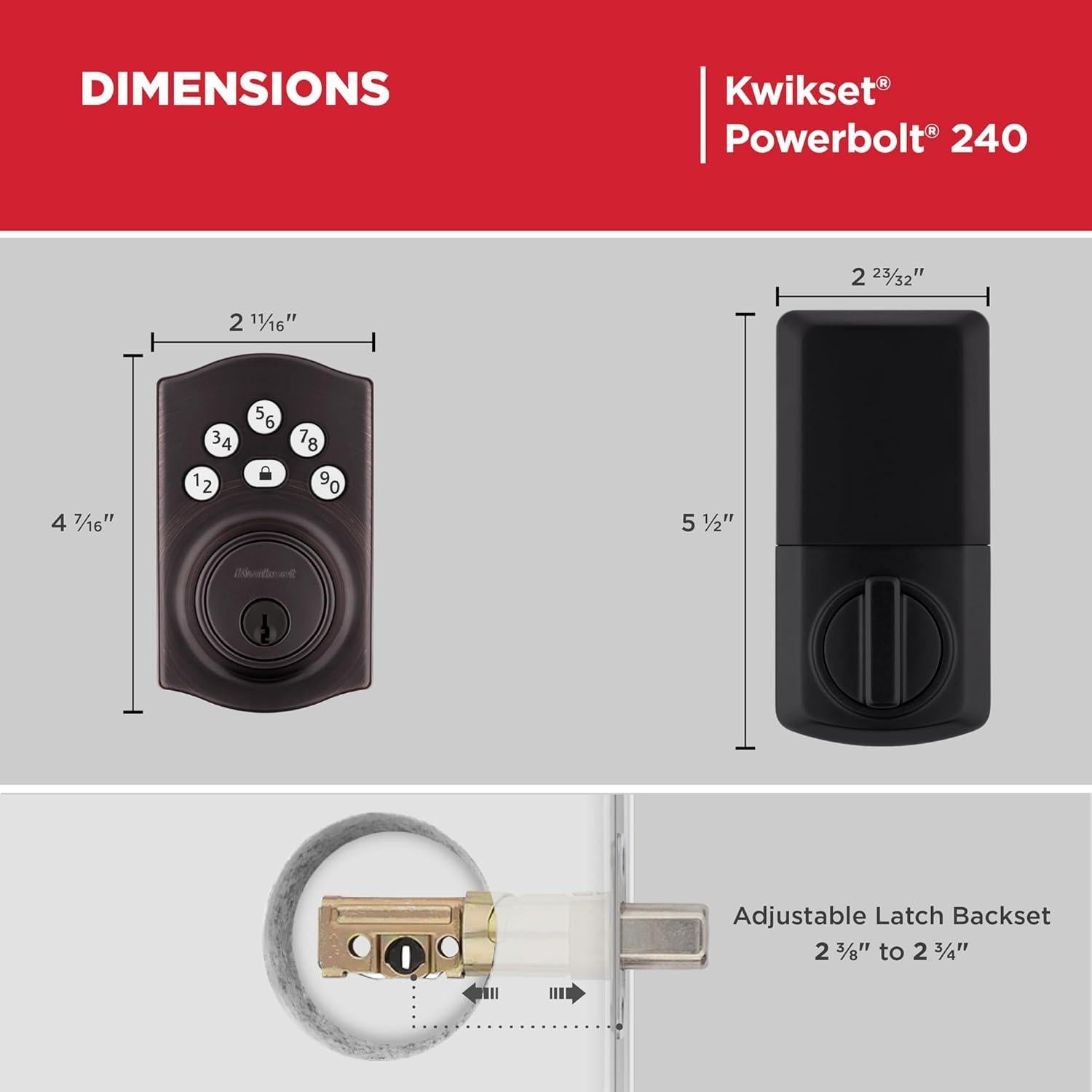 Cerradura Electrónica Kwikset Powerbolt 240 Bronce Veneciano