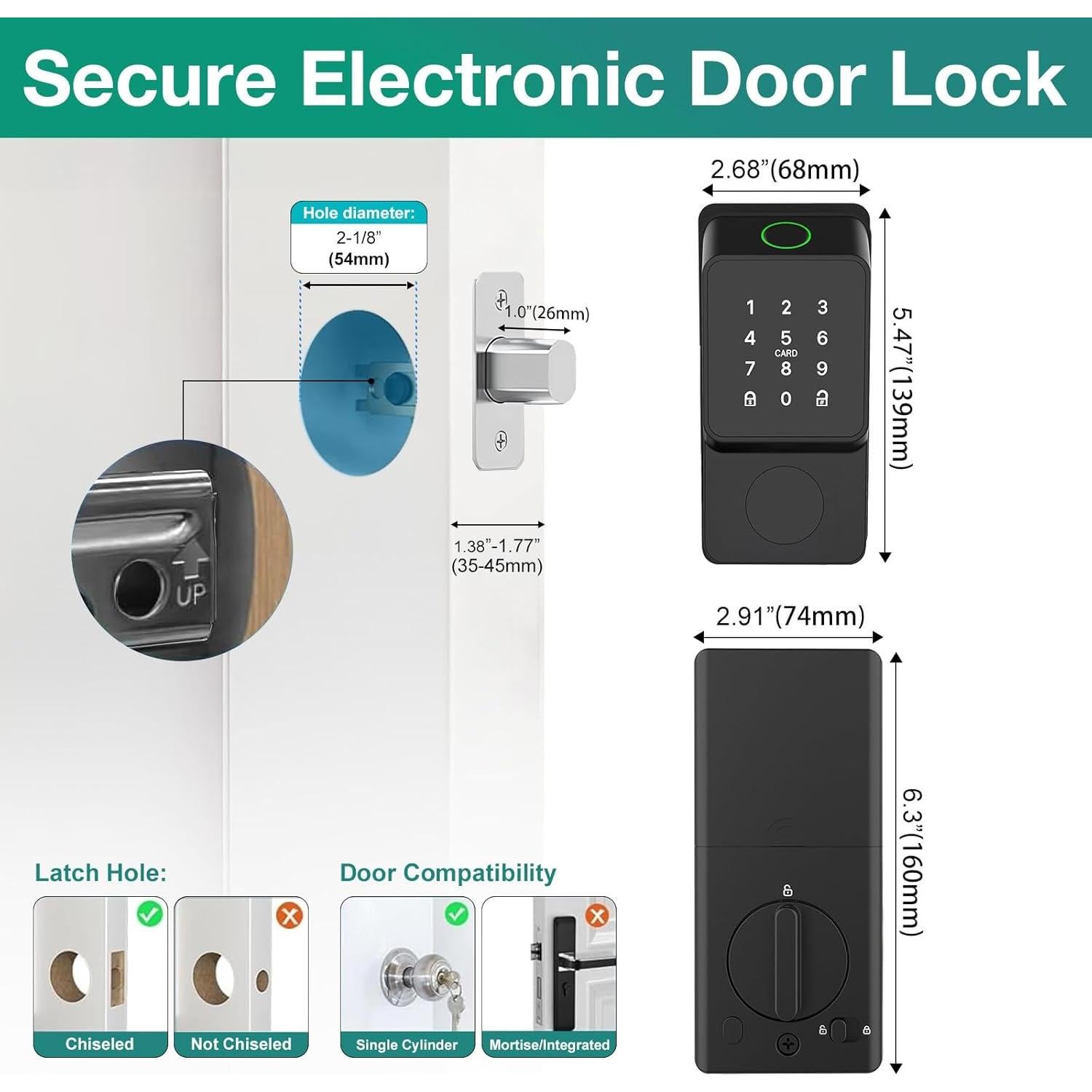 Cerradura Inteligente Mutak HS0037 Biométrica 6 en 1 con APP